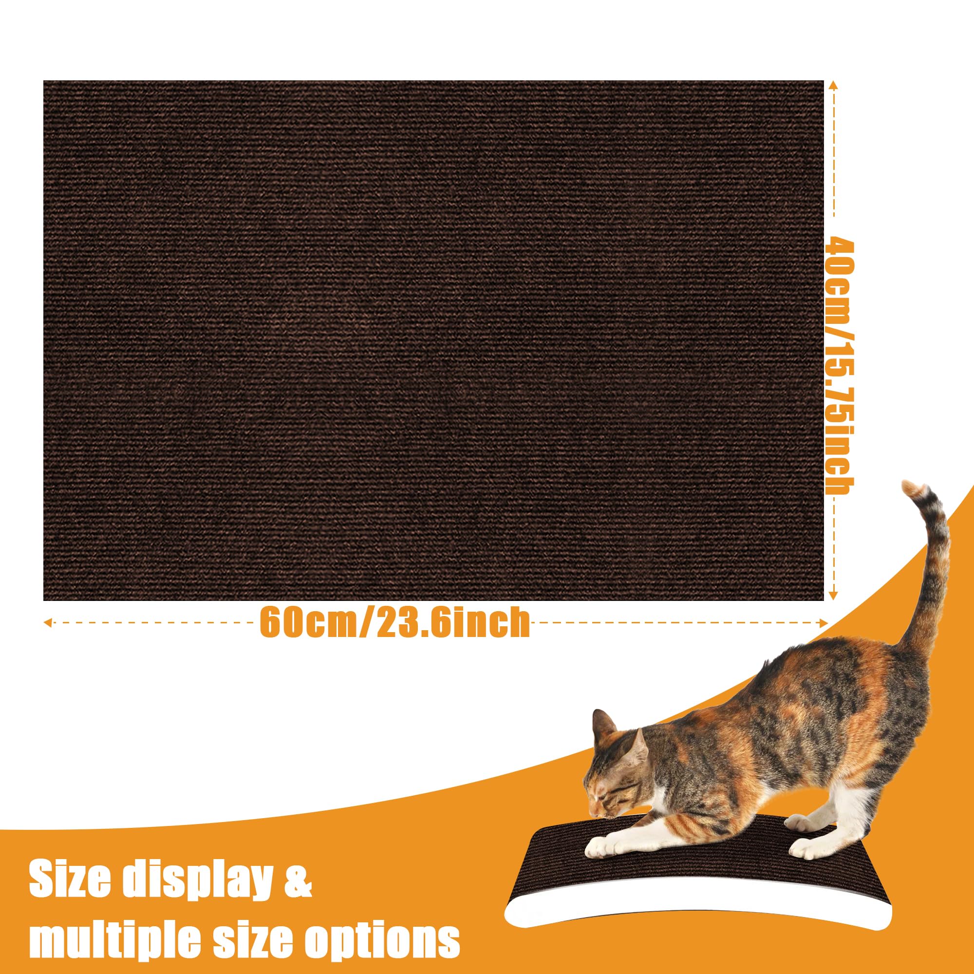 Cat Scratch Protector,Cat Scratch Mat Self-Adhesive Carpet Mat Trimmable (Brown, 23.6''X15.8'')