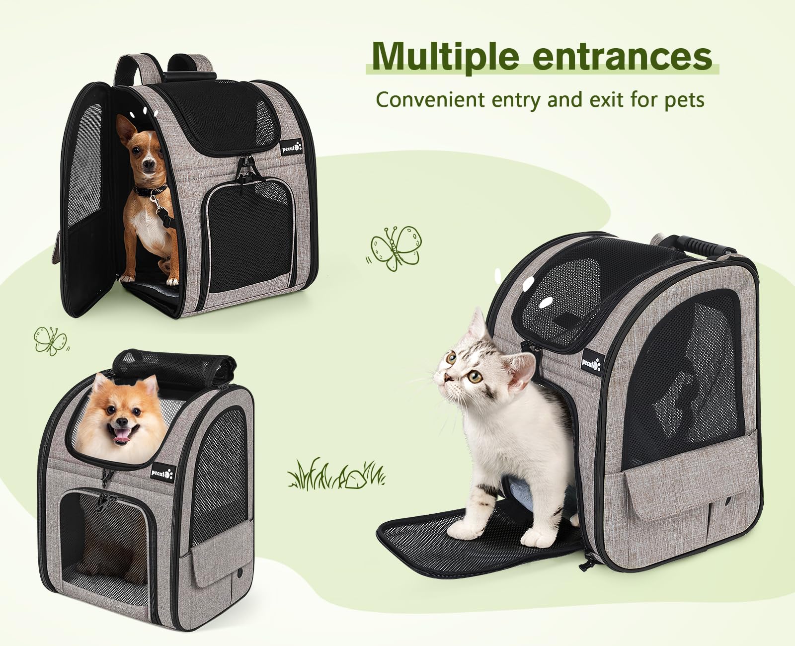 Pecute Pet Carrier Backpack, Large Cat Carrier Backpack, Expandable Cat Backpack with Breathable Mesh for Medium Large Cats, and