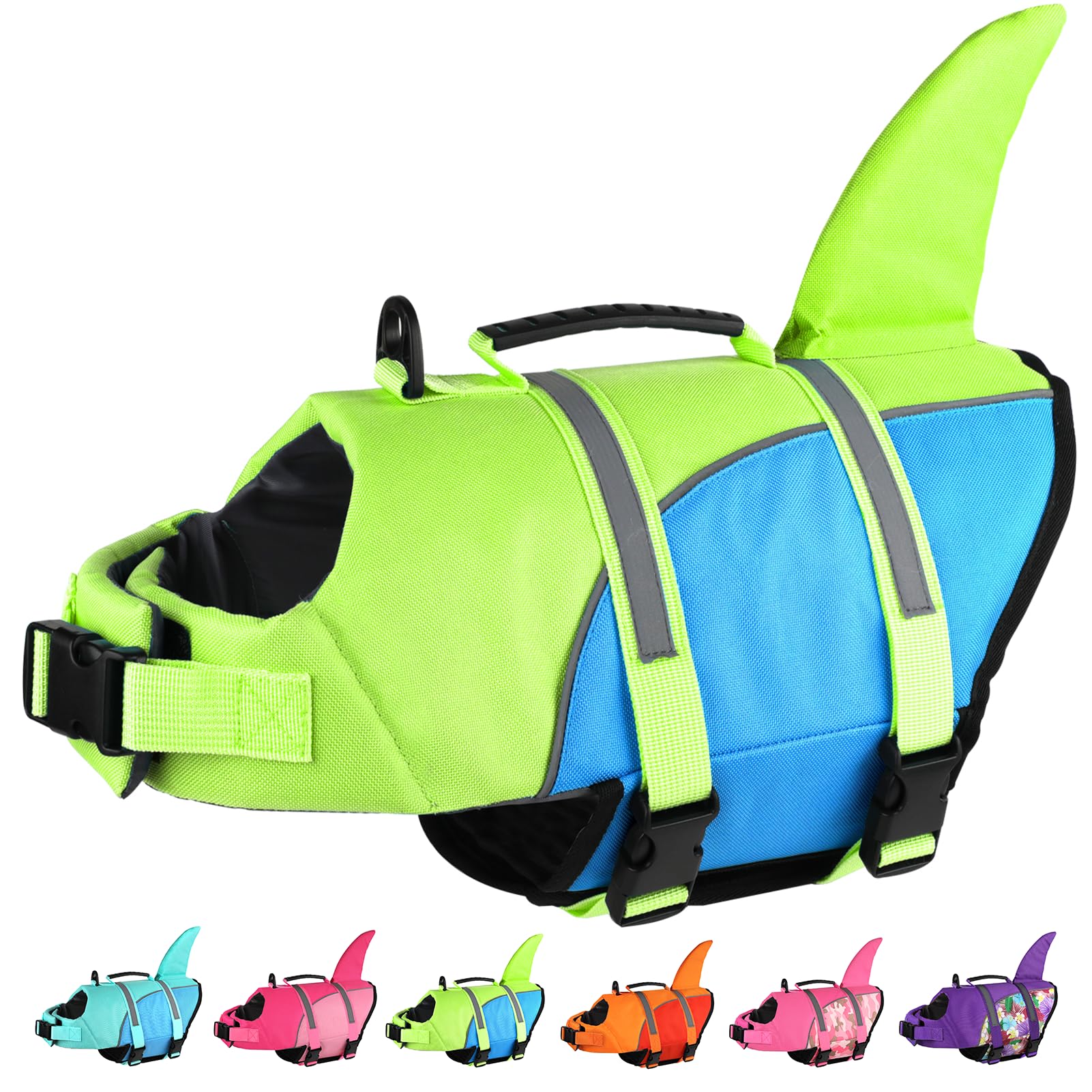 Doglay Dog Life Jacket, Ripstop Cute Shark Dog Life Vest With Superior Buoyancy And Rescue Handle, Adjustable Pet Life Vests For