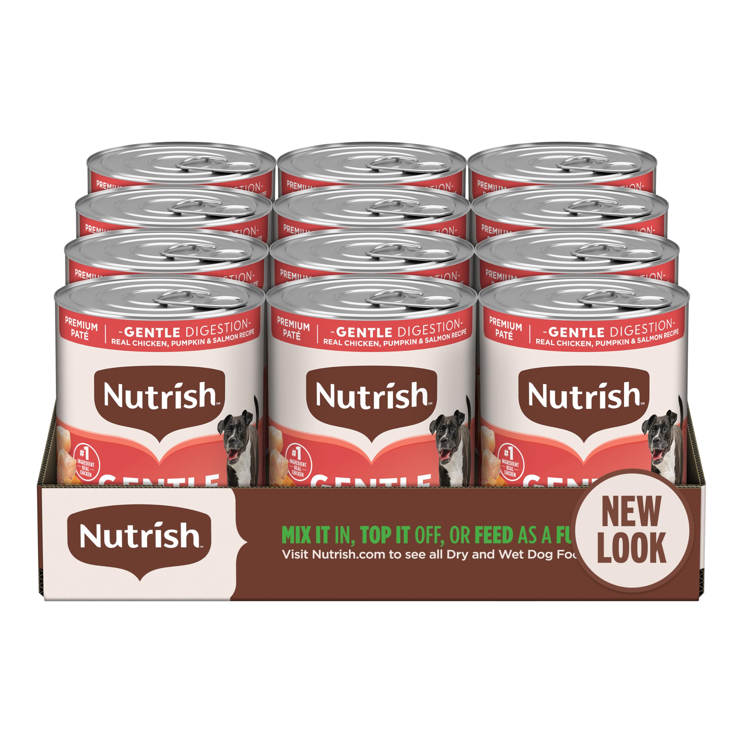 Nutrish Gentle Digestion Wet Dog Food, Real Chicken & Pumpkin, 13 oz Can, 12 Count