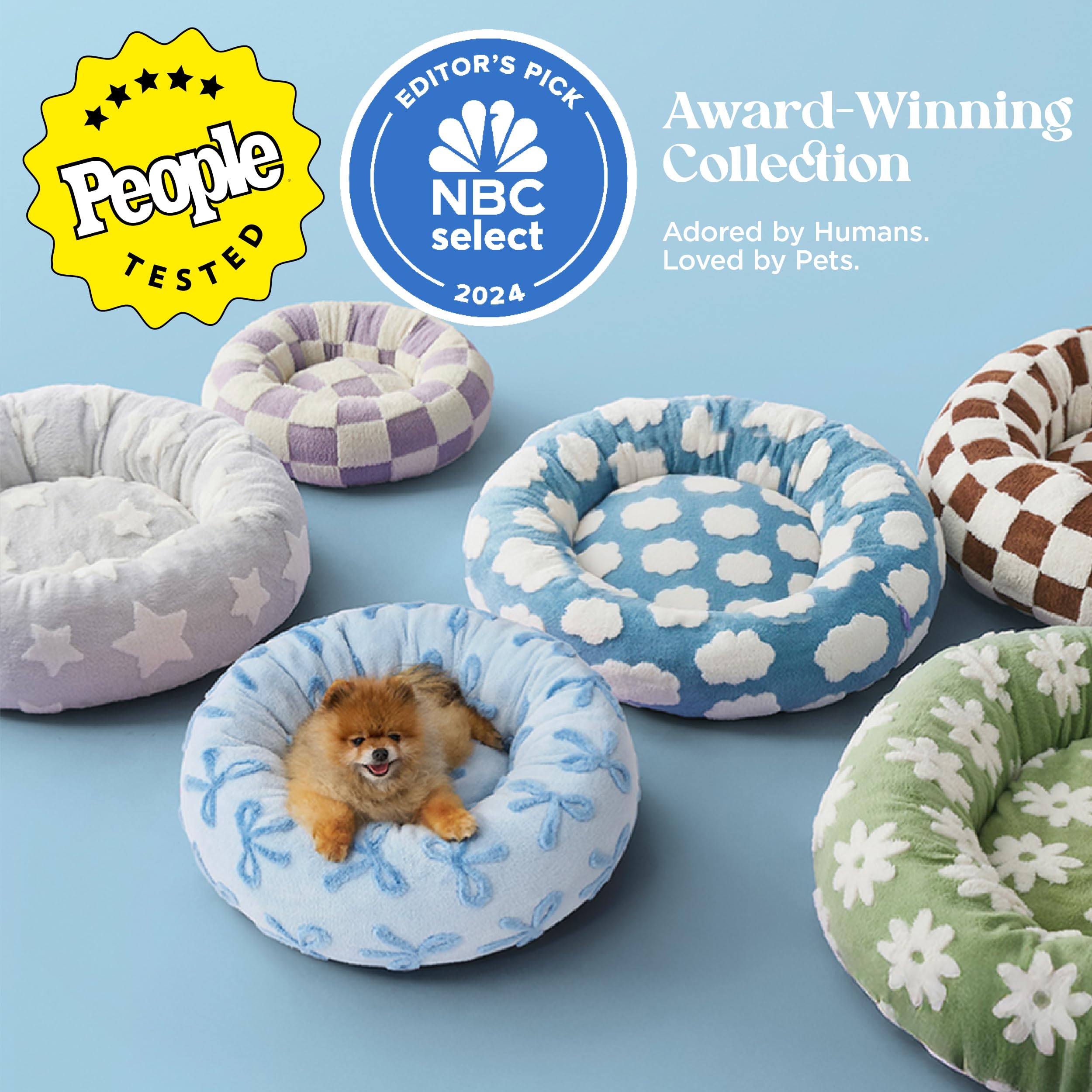 LE SURE Donut Dog Bed - Medium 30" Round Cat Bed, Plush Polyester, Anti-Slip, Ice Melt Color, Model US-IMCDonutBed