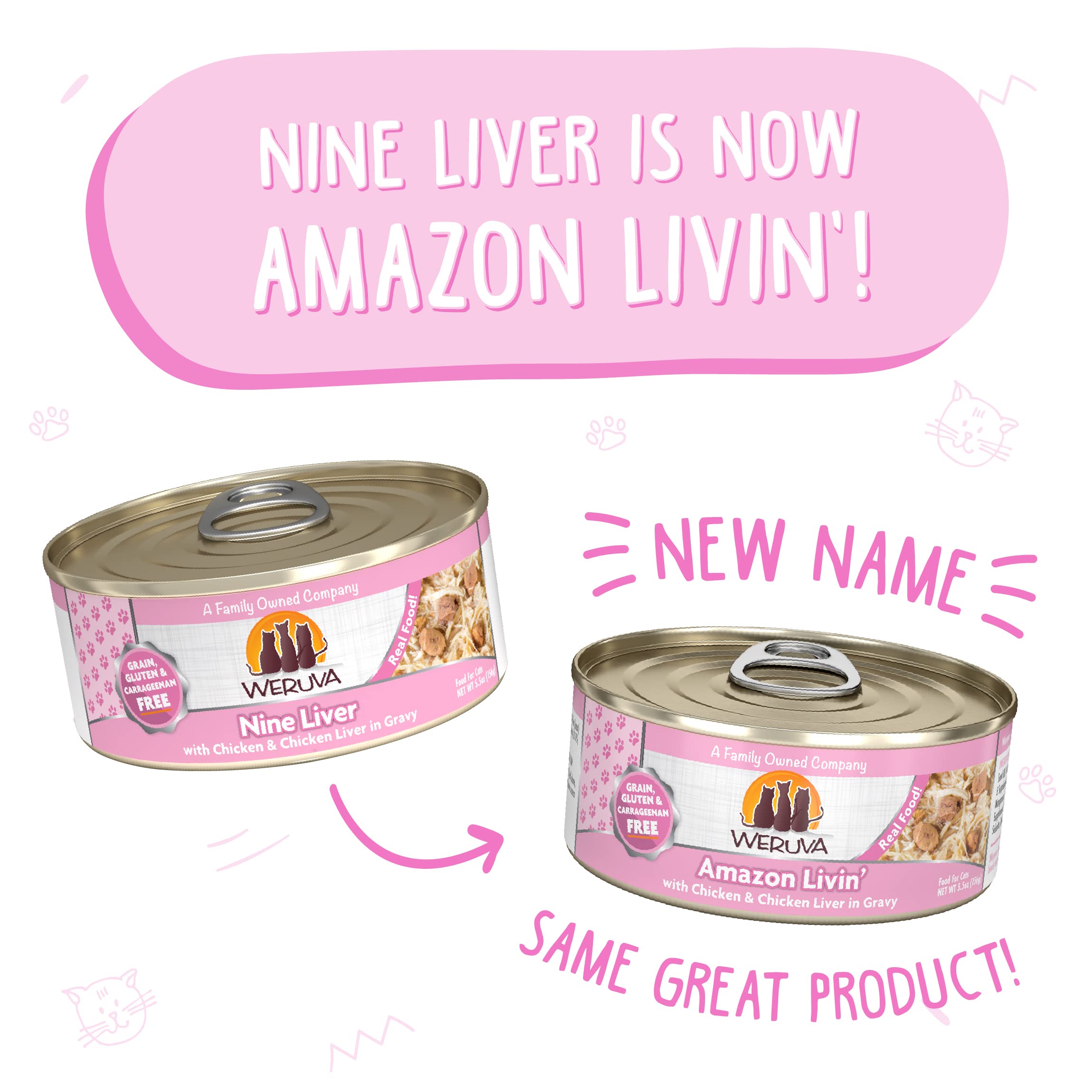 Weruva Classic Cat Food, Amazon Livin with Chicken Breast & Chicken Liver in Gravy, 5.5oz Can (Pack of 24)