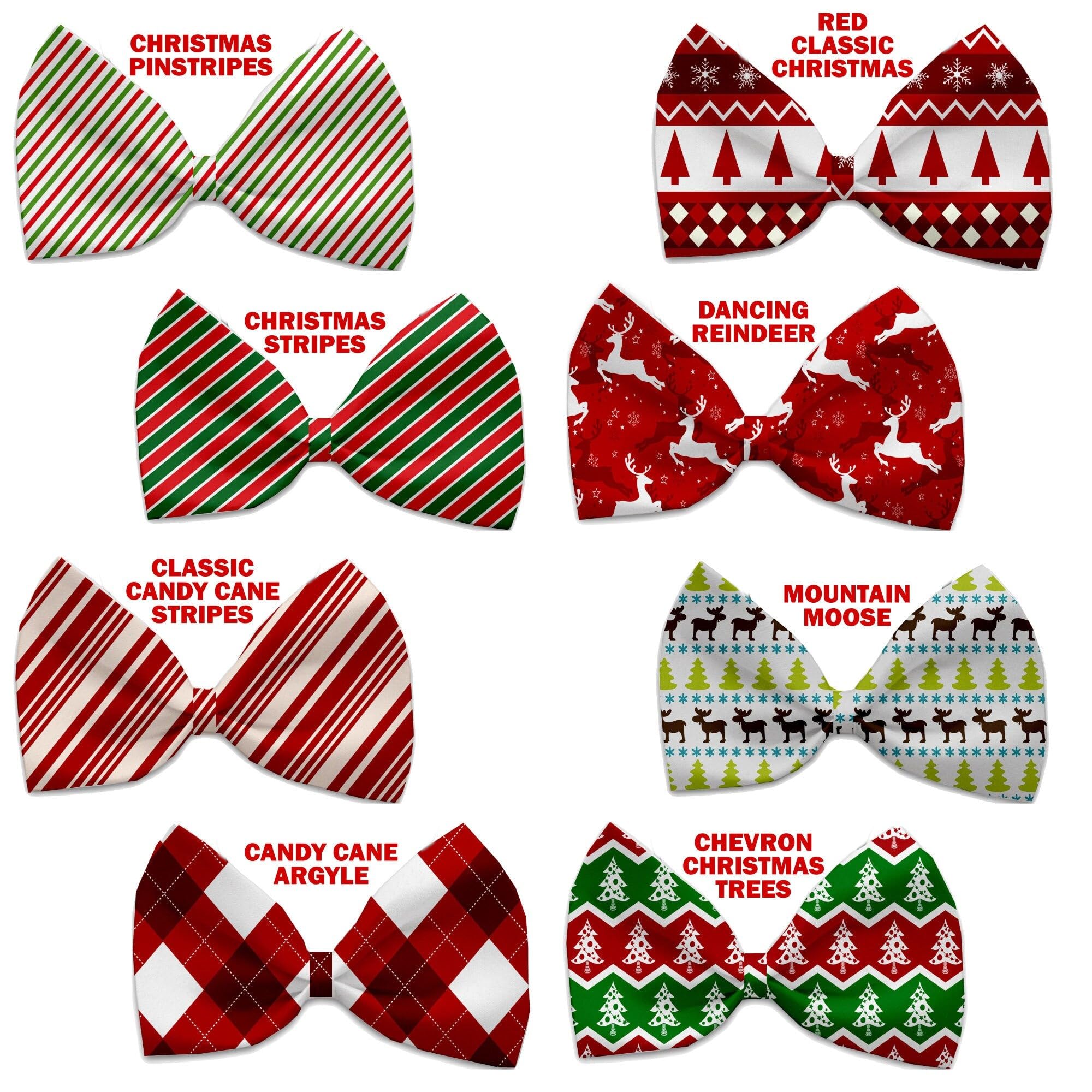 Christmas Pet, Dog & Cat Bow Ties, "Candy Cane Lane Group" *Available in 8 different print options!* Collar Strap ChevronChristmasTree