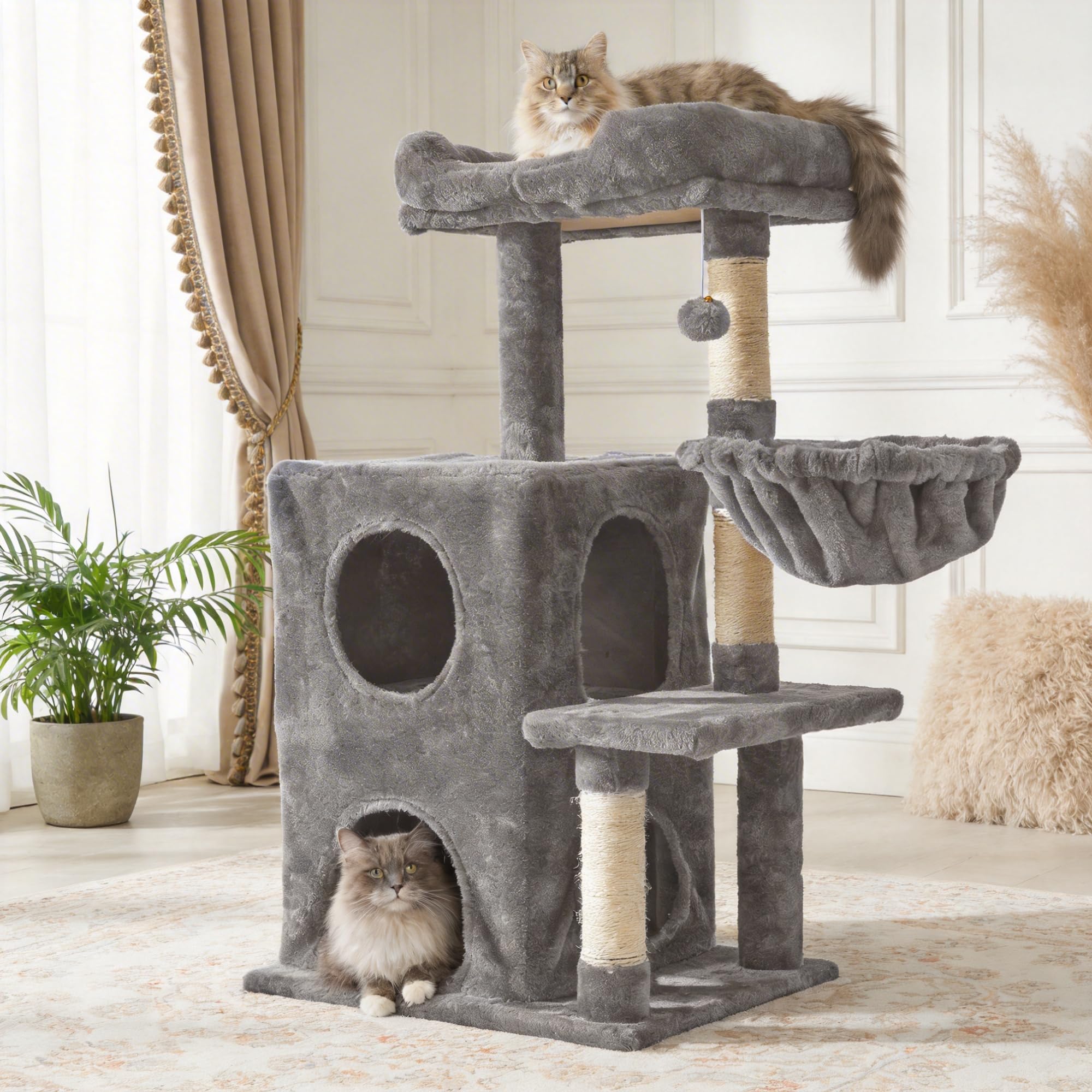 Fansafurn Cat Tree Tower for Indoor Cats, 36-inch Adult Cat Tree House for Large Adult Cats with Steps, Scratching Post, 2 Cat C