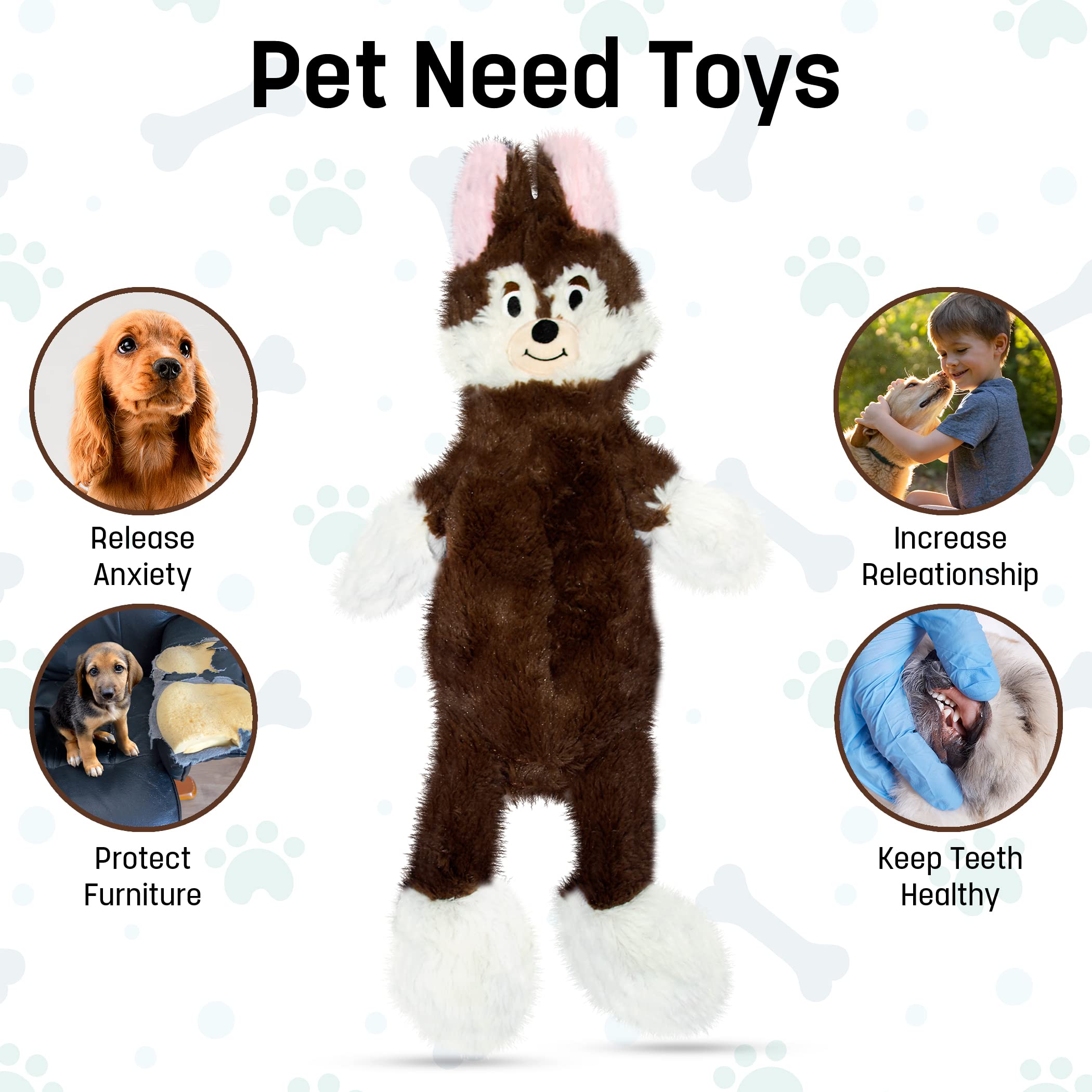 Fga Marketplace Monkey-Fox Flat No Stuffing No Squeak Plush Dog Toy, Funny Style Will Entertain Your Dog For Hours, Recommended For Small And Medium Dog 21 Inch Long