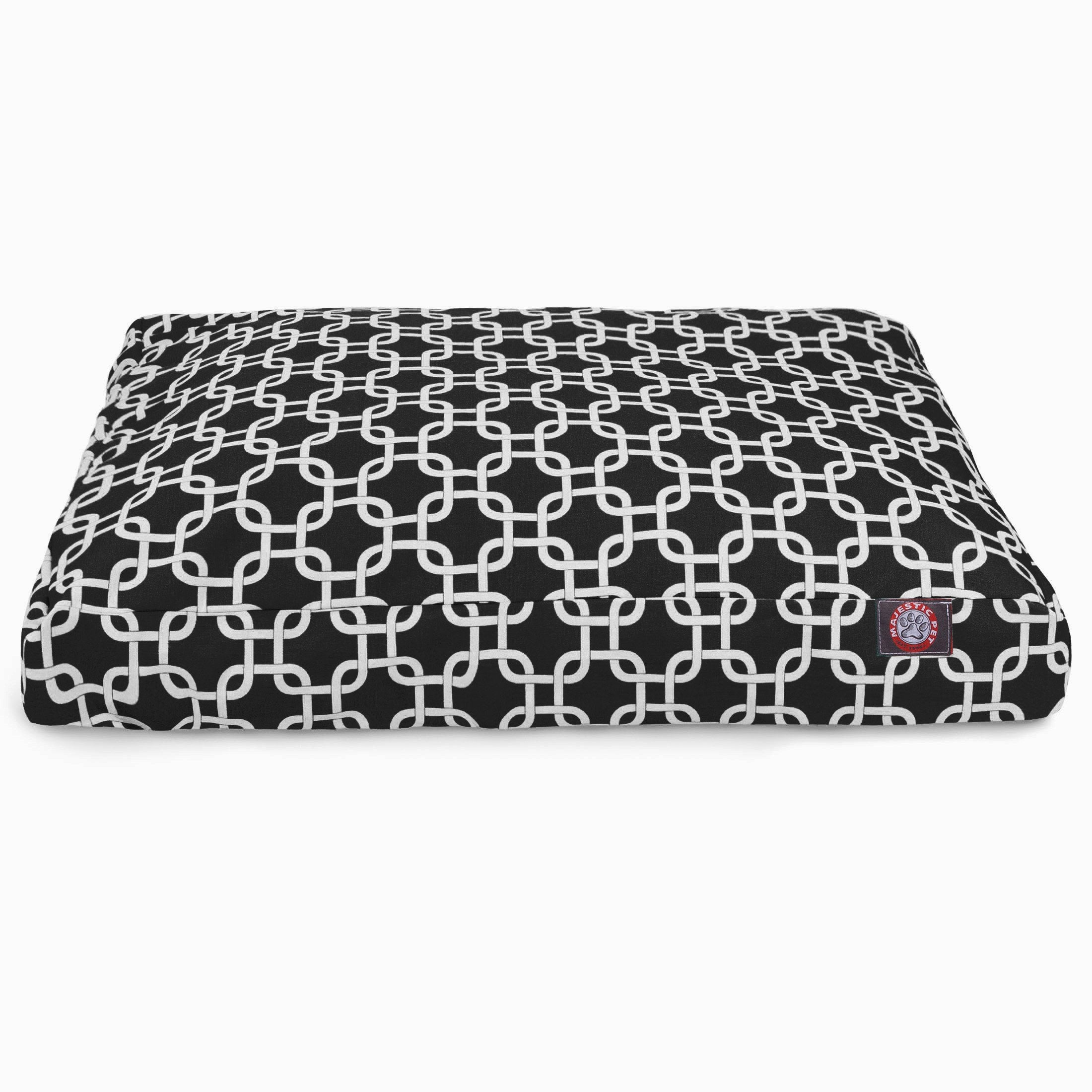 Black Links Medium Rectangle Indoor Outdoor Pet Dog Bed With Removable Washable Cover By Majestic Pet Products