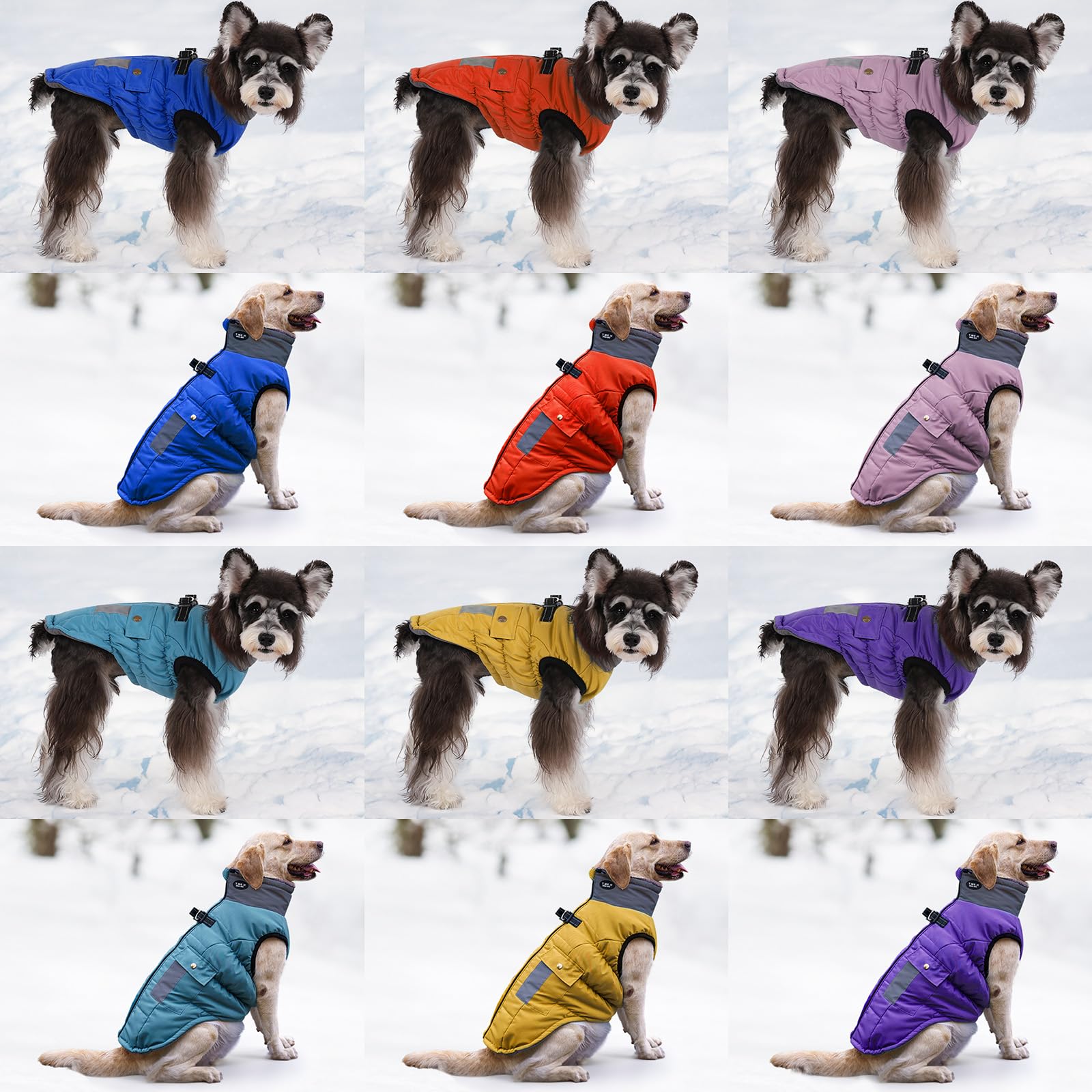 Gyuzh Dog Jacket With Faux Fur Collar, Winter Reflective Coat With Pockets For Small/Medium/Large Dogs (Small, Purple)
