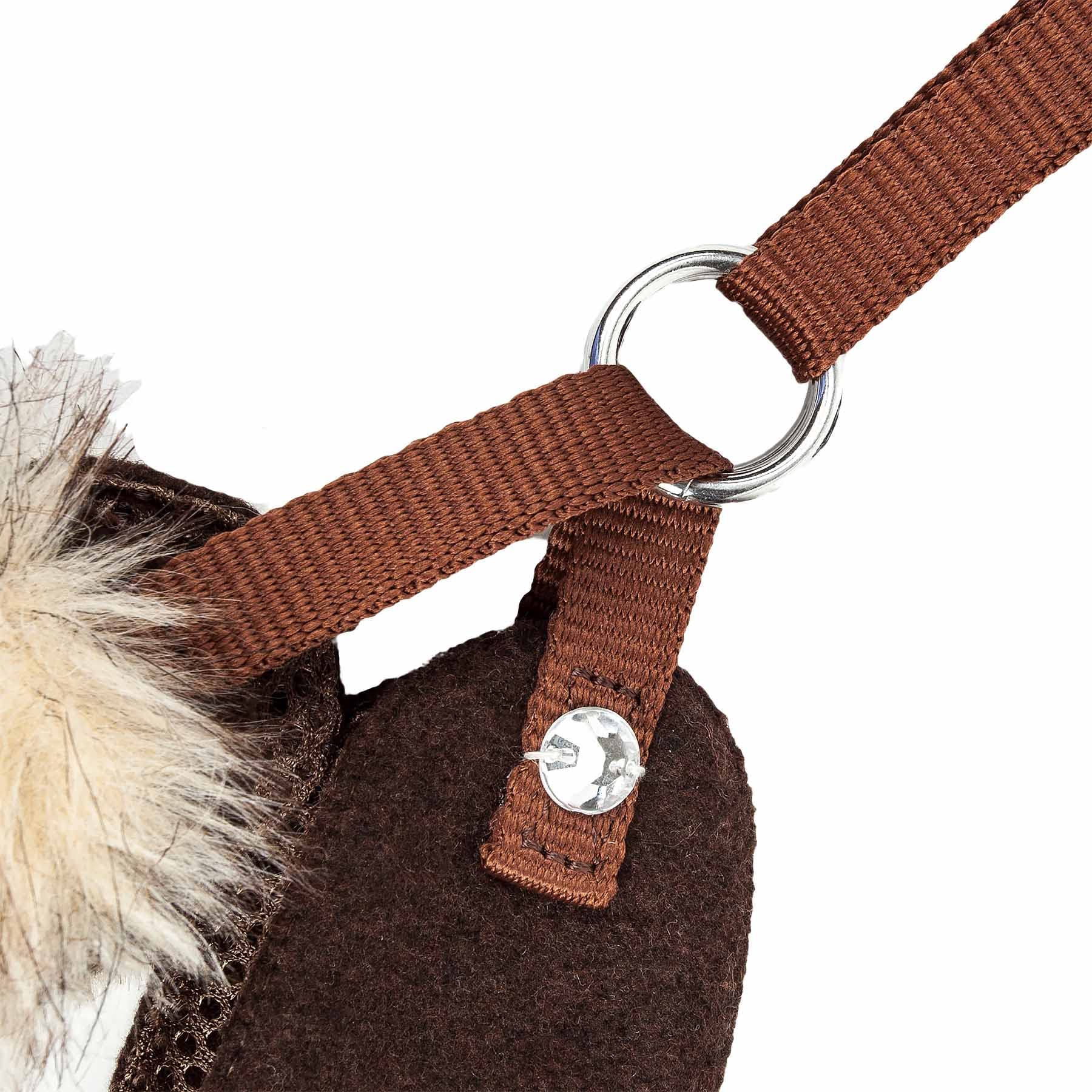 Pet Life Luxe 'Furracious' 2-In-1 Mesh Reversed Adjustable Dog Harness-Leash W/ Removable Fur Collar(D0102H70Hf7.)