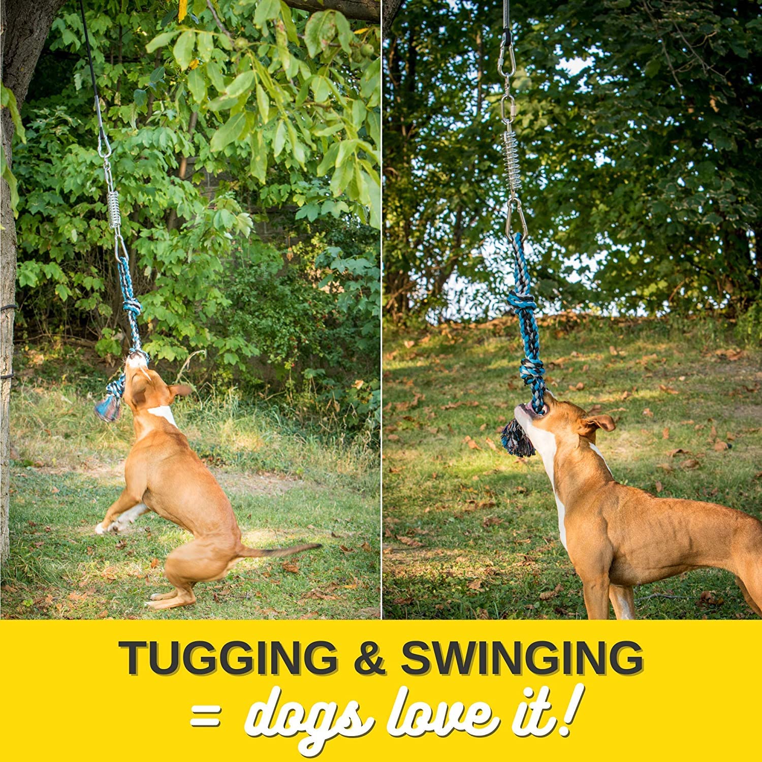 Yes4Quality Flirt Pole For Dogs, 2 Durable Spring Poles W/Strong Dog Rope Toy, Heavy-Duty Lure Pole For Dogs Of Any Size, Dog Toy For Fun Obedience Training & Exercise, Pull & Tug Of War Toy