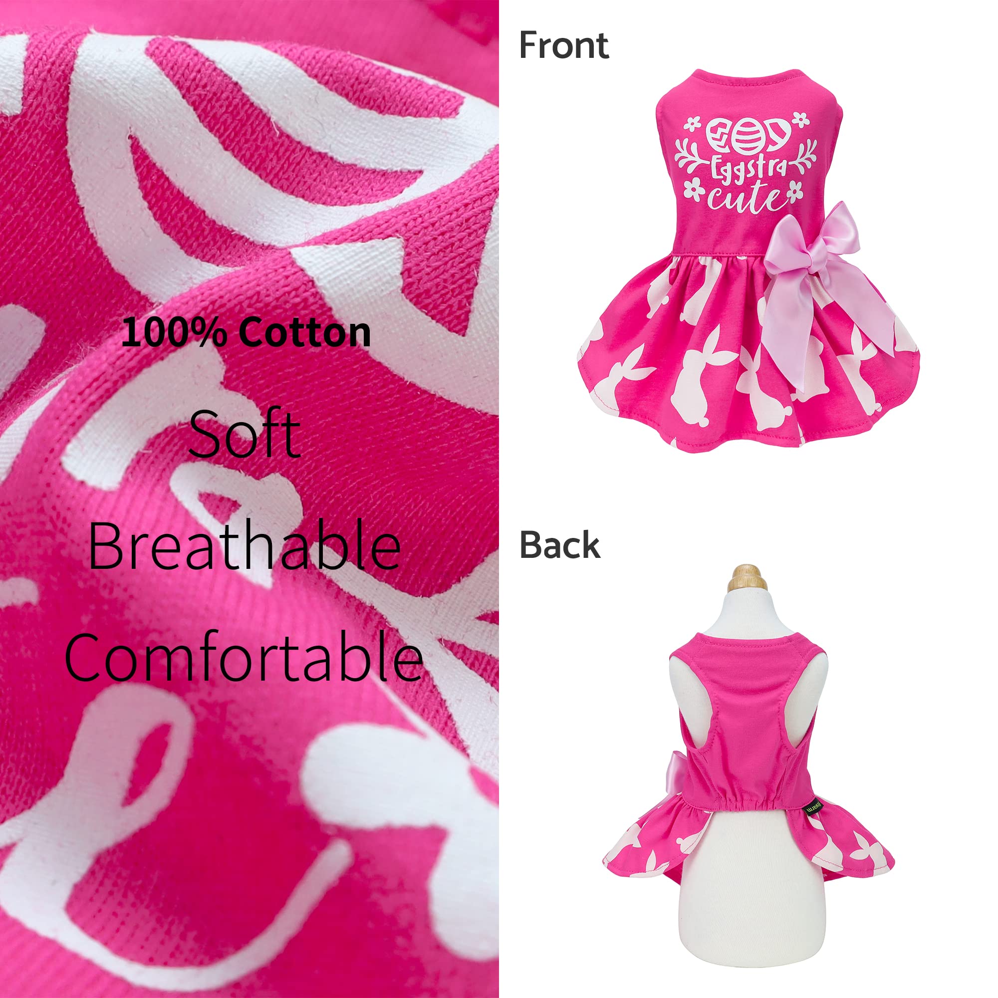 Fitwarm Eggstra Cute Easter Outfit, Bunny Dress, Holiday Clothes For Small Dogs And Cats, Hot Pink, Medium