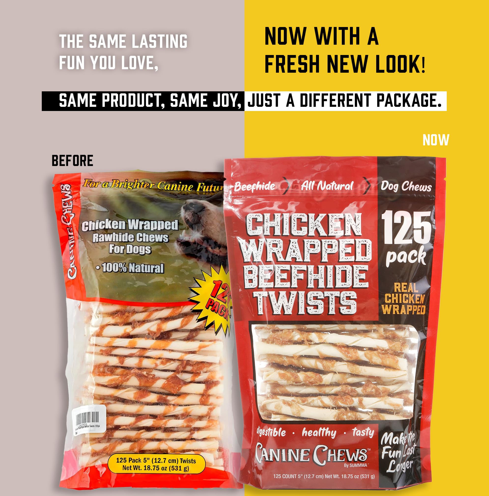 Canine Chews Chicken-Wrapped Rawhide Chews for Dogs, 1.17 lb (125 ct.), Beige, Model 98007