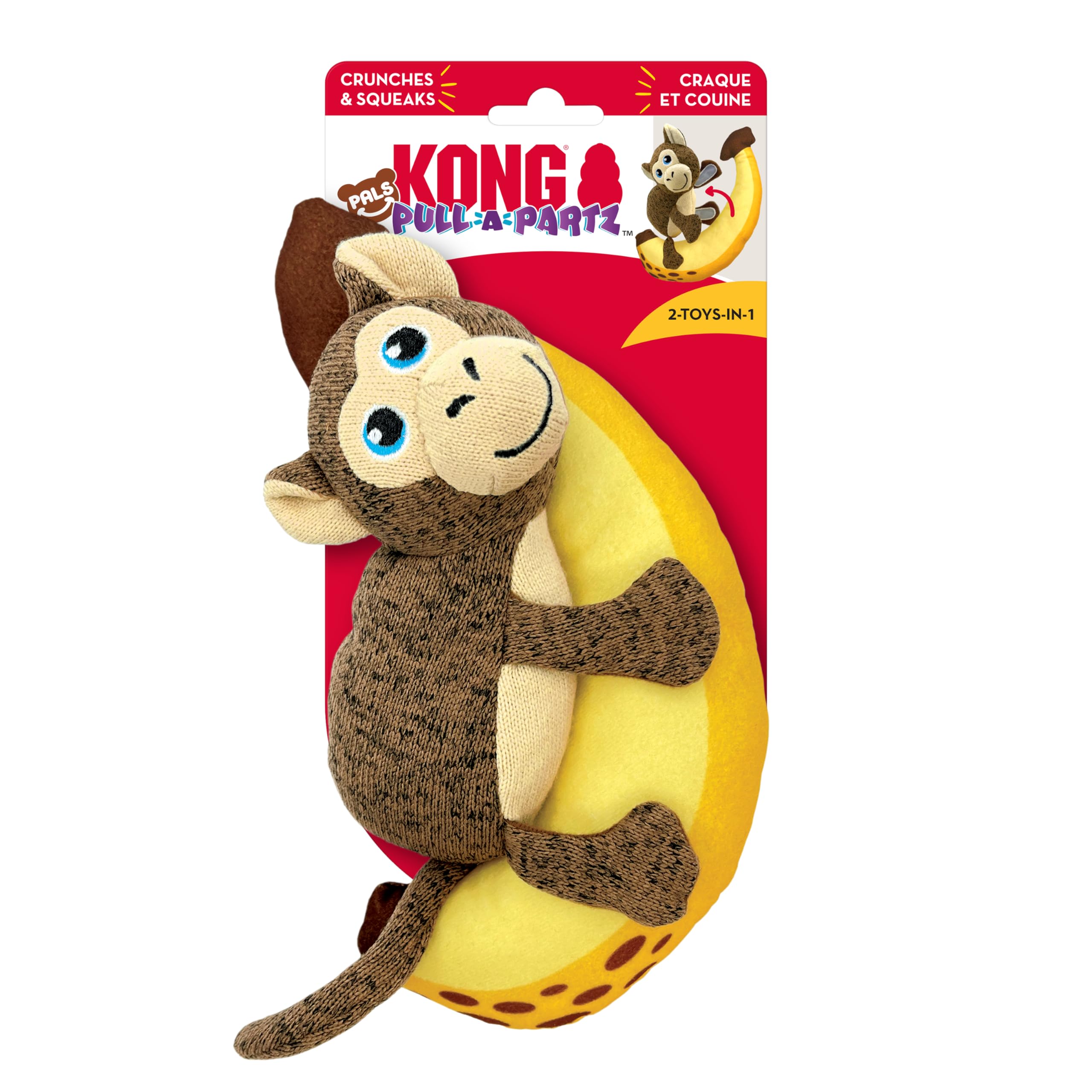 Kong Pull-A-Partz Pals 2 Toys In 1 Dog Toy (Monkey)