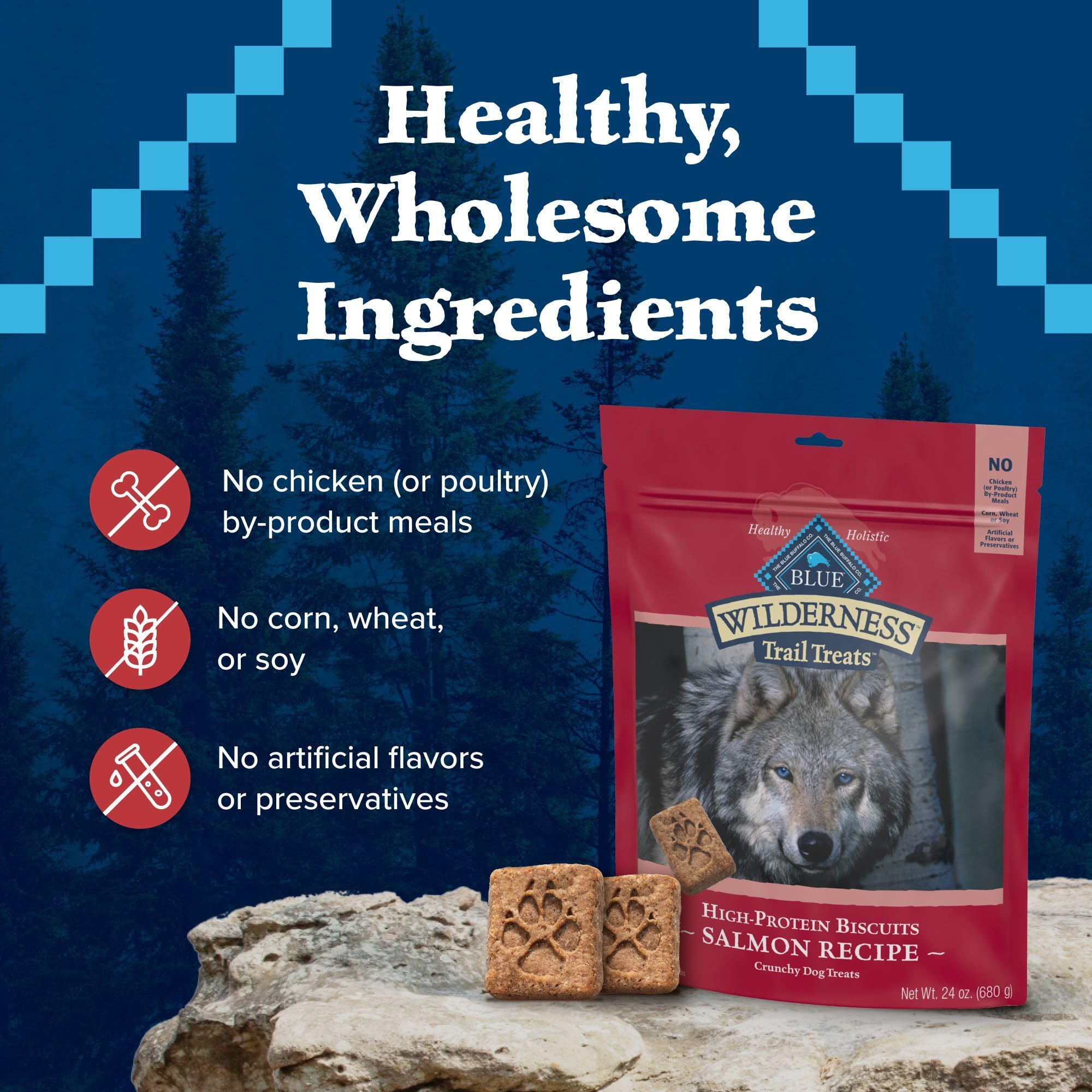 Blue Buffalo Wilderness Trail Treats Crunchy Dog Biscuits, Grain-Free and High-Protein Dog Treats Made with Natural Ingredients,
