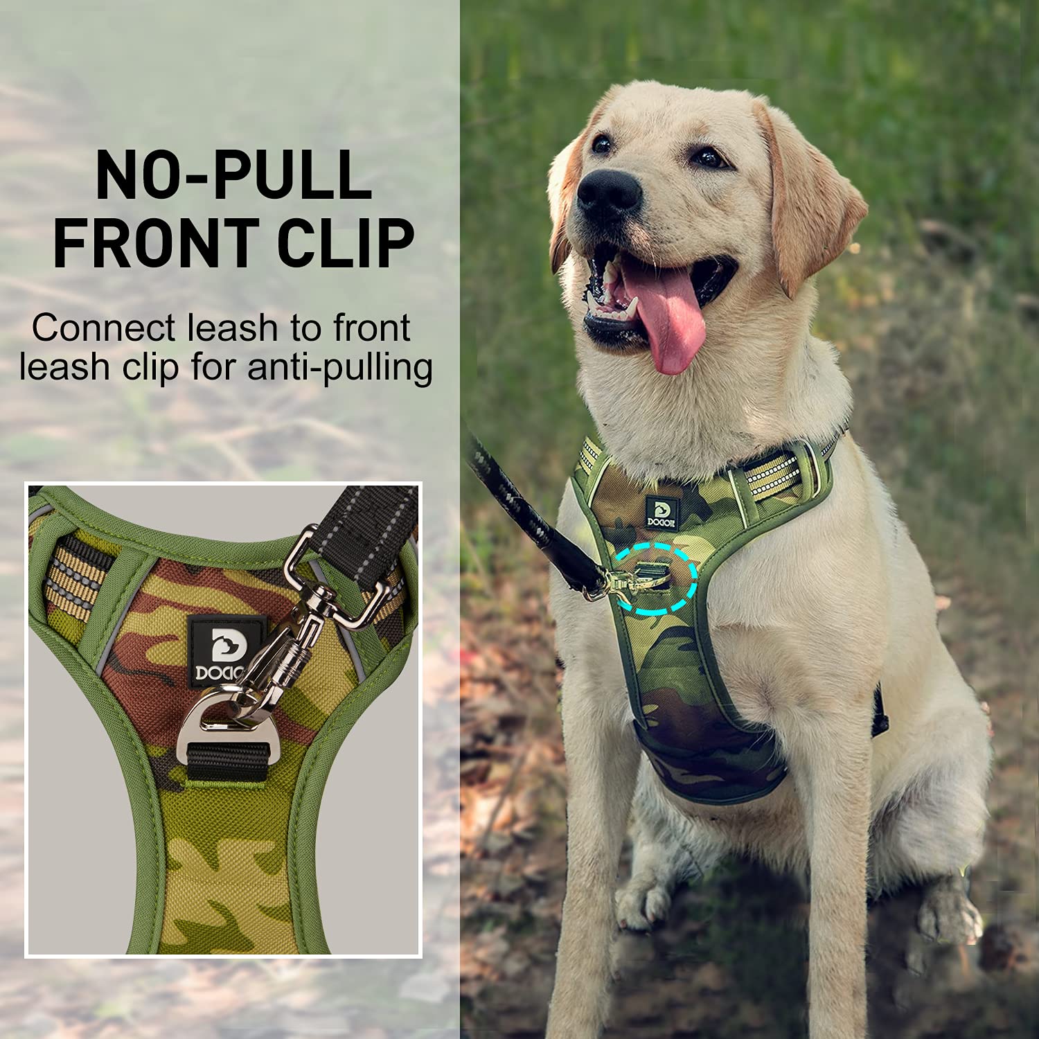 Dog Harness For Medium Sized Dog No Pull Dog Harness For Large Dogs With Handle 2 Metal Leash Clips, Adjustable Reflective Puppy
