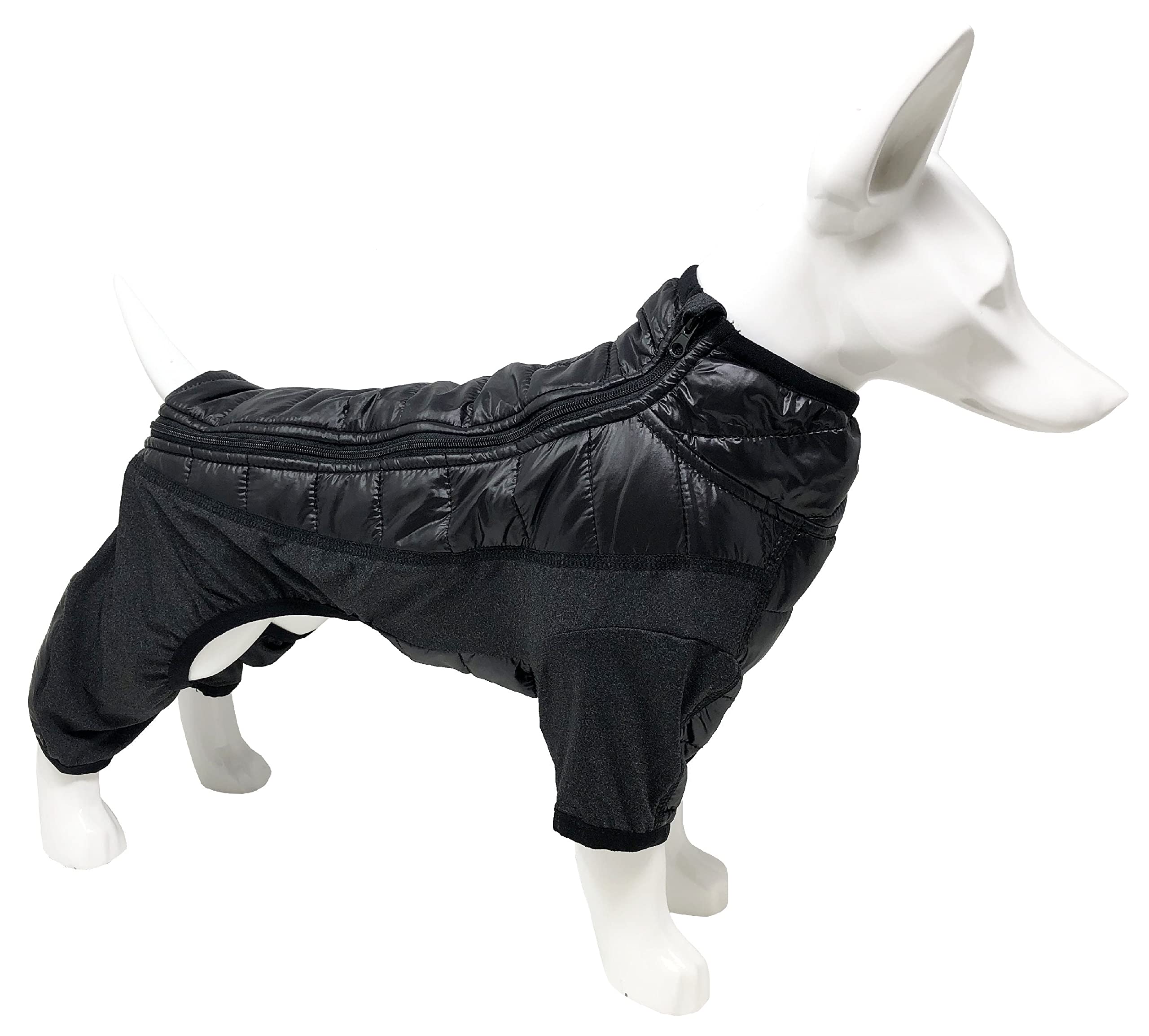 Pet Life Aura-Vent Lightweight 4-Season Stretch and Quick-Dry Full Body Dog Jacket, LG, Black