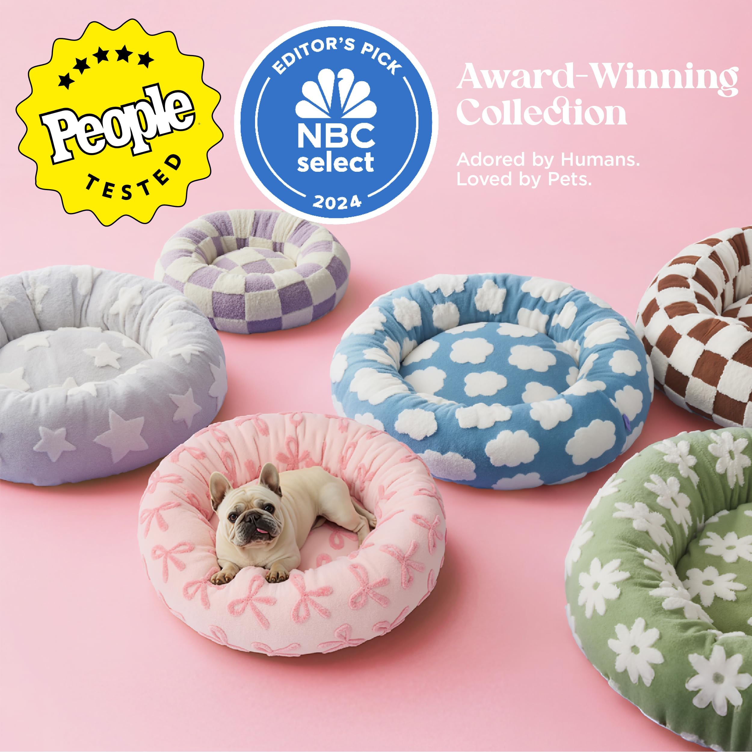 Lesure Donut Large Dog Bed - Round Cat Beds For Indoor Anti-Anxiety Calming Pet Beds, Washable Cute Modern Beds With Teddy Sherp