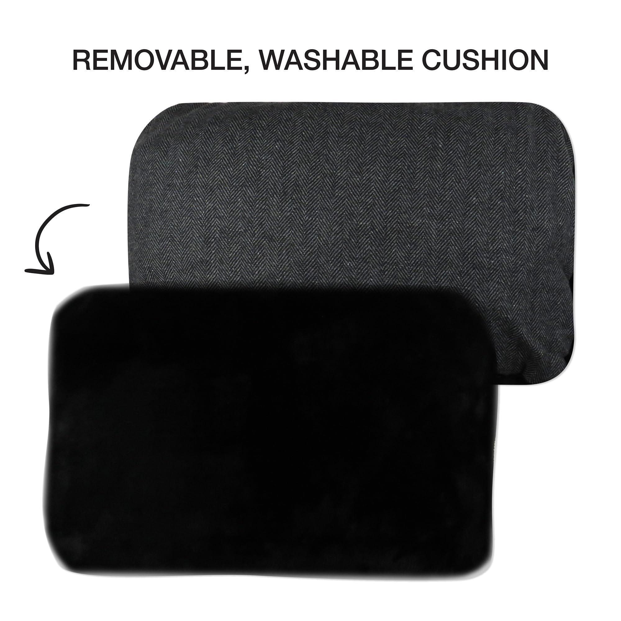 Pet Passion Mello- The Ultra Luxe Bolster Dog Bed With Removable Washable Pillow For All Pet Breeds, Charcoal Tweed, Large