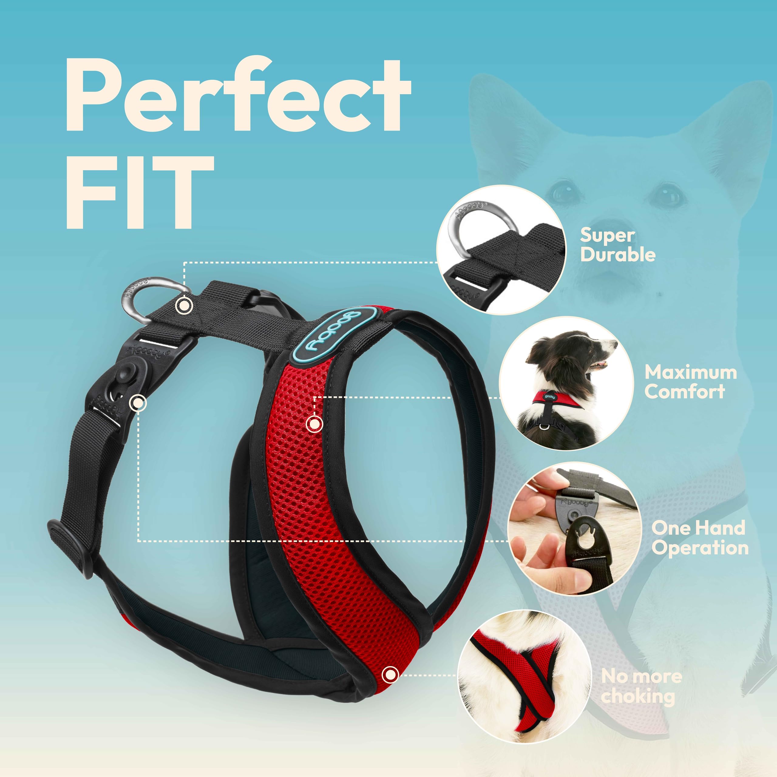Gooby Comfort X Harness Dual Snap Mesh In Dog Harness - Rose, Small