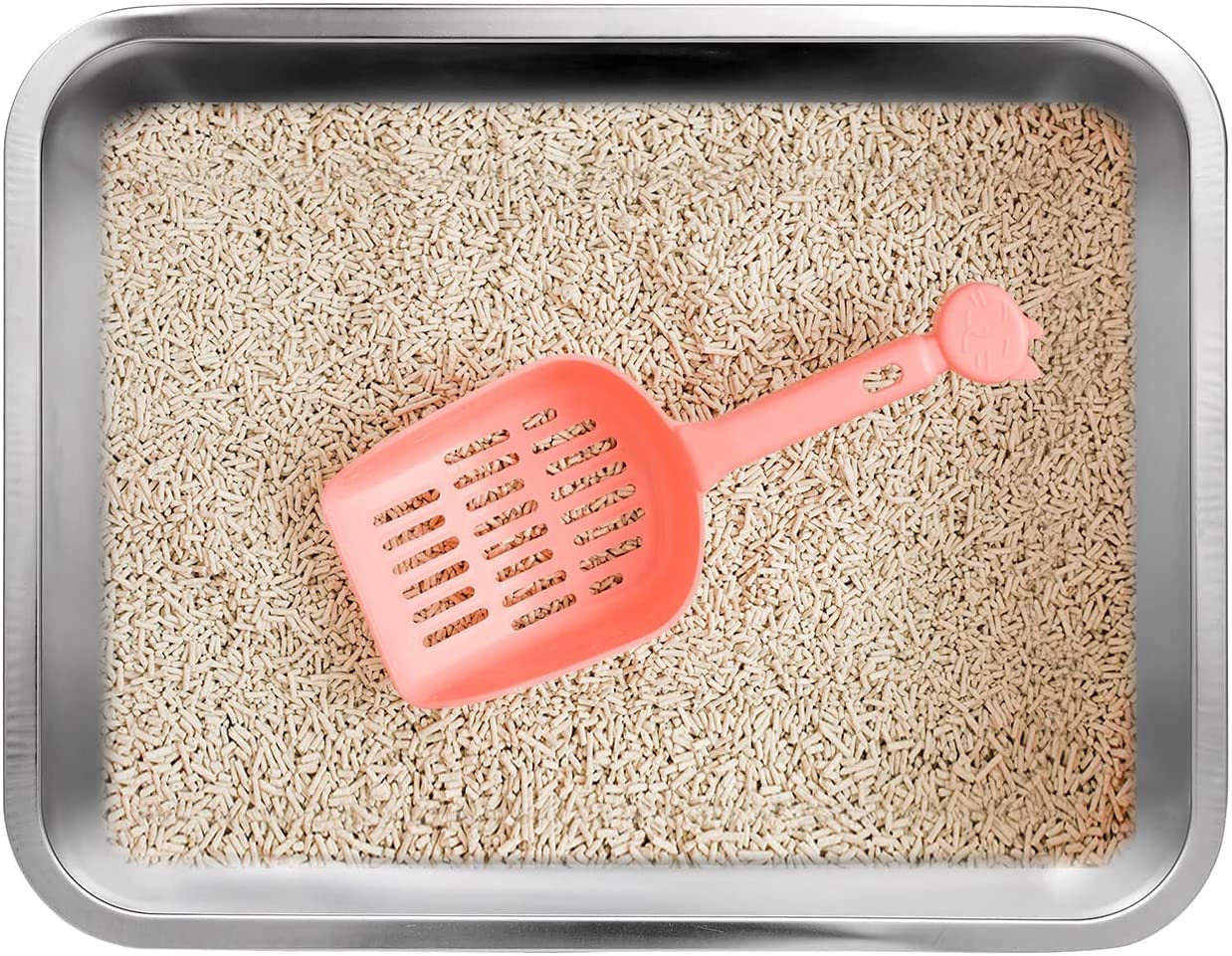 Kichwit Stainless Steel Cat Litter Box, Kitten Litter Tray, Metal Cat Litter Pan, Non Stick Smooth Surface, Easy To Clean (17.5' L X 13.5' W X 4' H)
