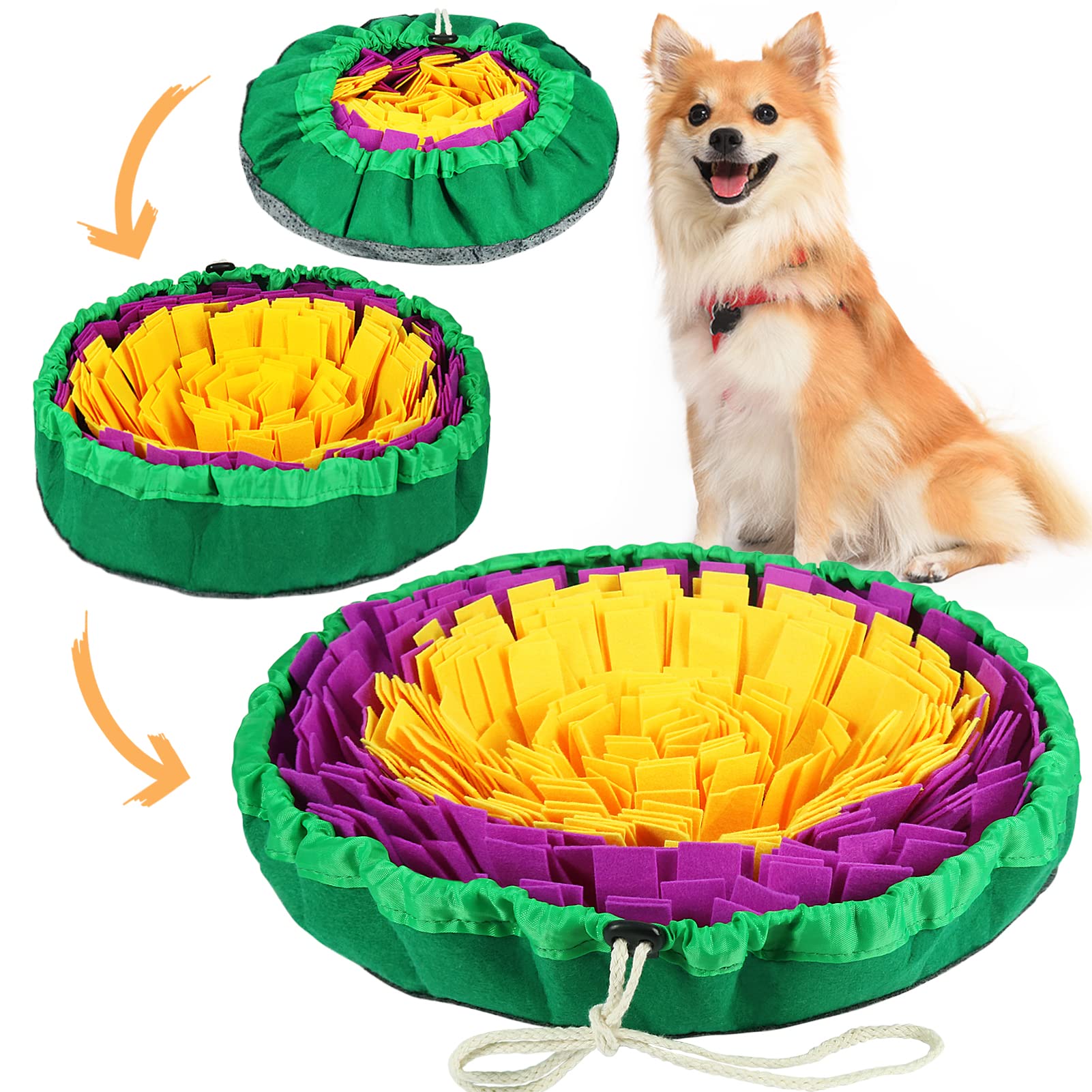 Vivifying Snuffle Mat for Dogs, Enrichment Dog Puzzle Toys for Slow Eating and Keep Busy, Adjustable Dog Sniff Mat Encourages Na