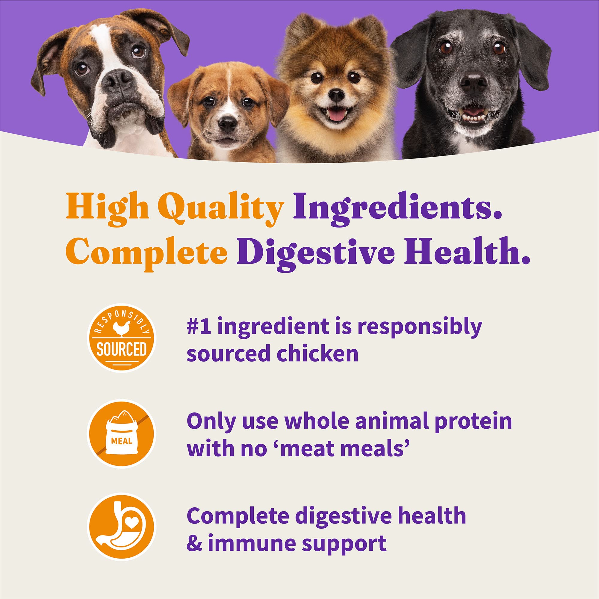 Halo Holistic Dog Food Cage Free Chicken & Sweet Potato Formula, Grain Free Dry Dog Food, Complete Digestive Health, Kibble for