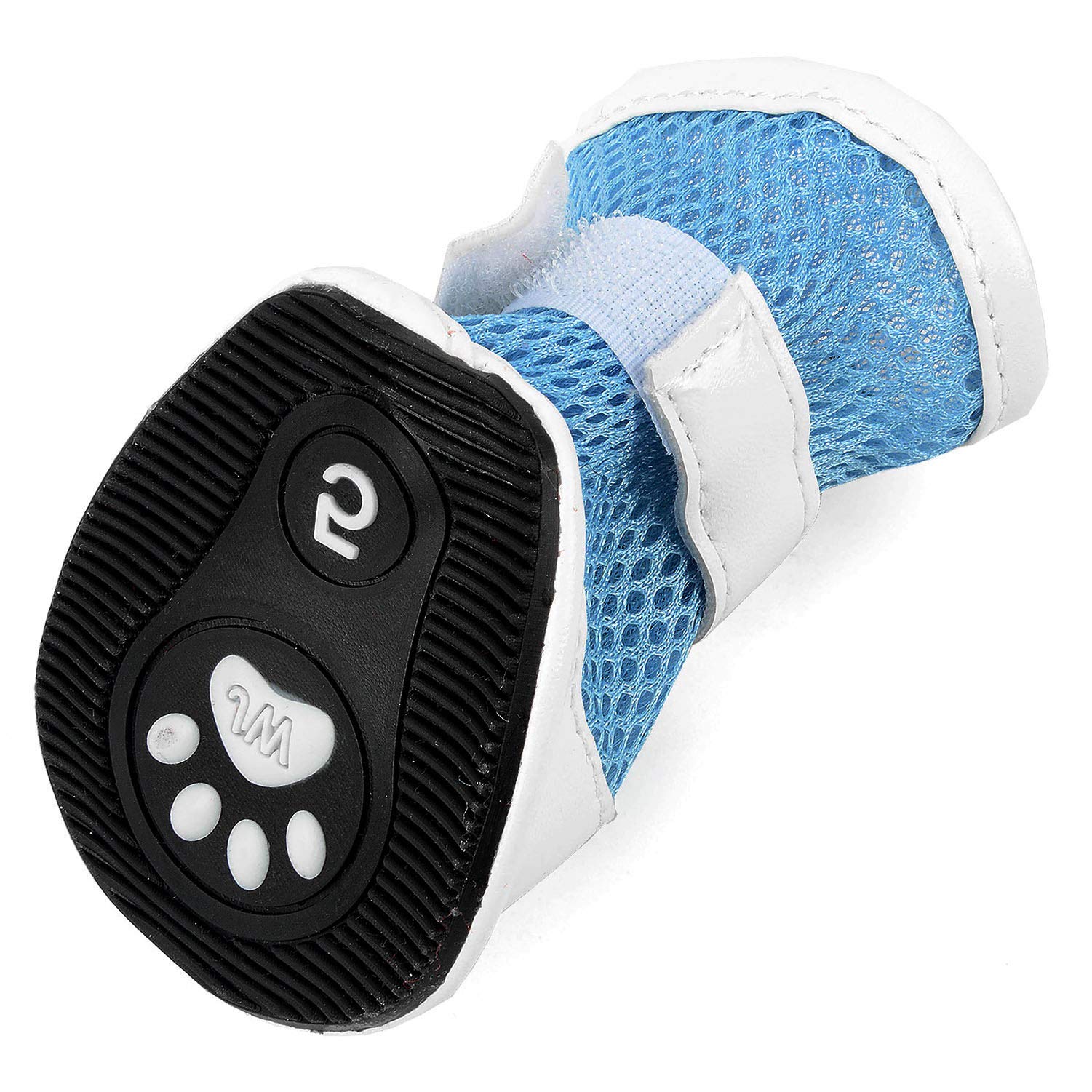 Zunea Small Dog Shoes For Hot Pavement Summer Breathable Mesh Boots Adjustable Non Slip Zipper Pet Dogs Booties White Pu Paw Protector Blue 5#