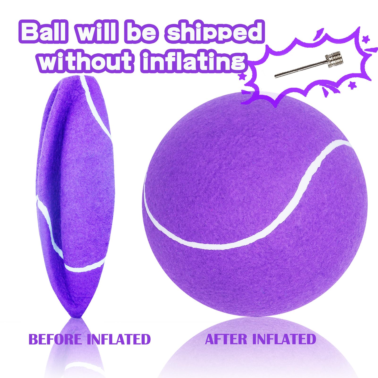 Banfeng Big Tennis Ball For Dogs, Giant Dog Tennis Ball Toy Large Outdoor Sports Gift For Small Medium Large Dog (Purple, 9.5 In