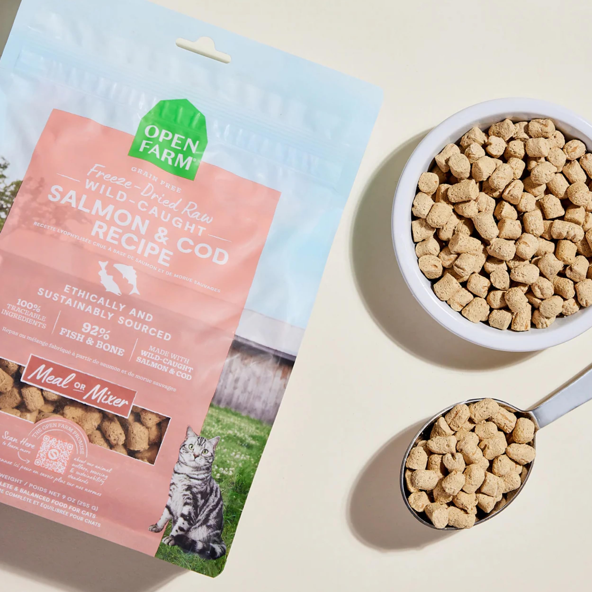 Open Farm Salmon & Cod Recipe Freeze Dried Raw Morsels for Cats, 3.5oz