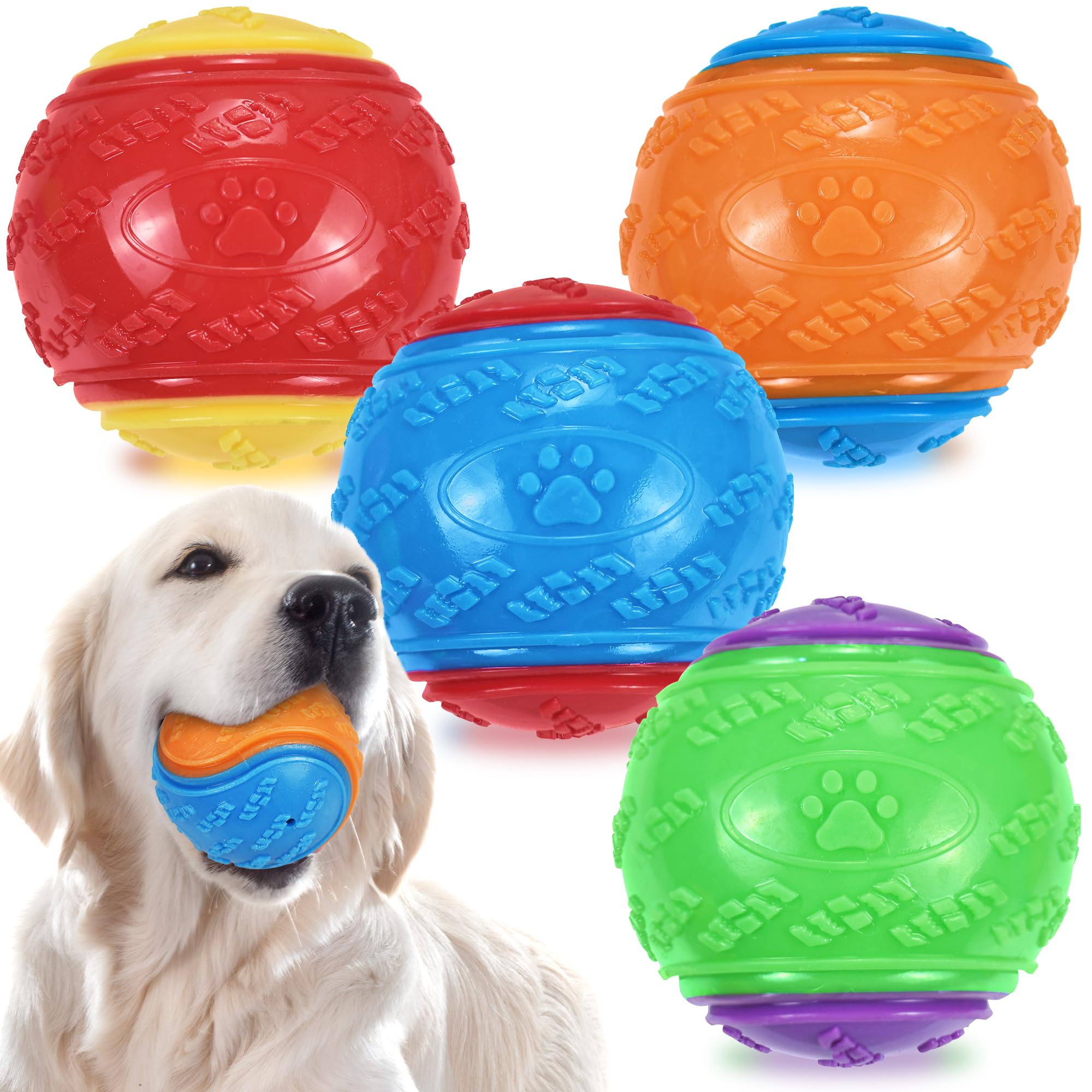 Lechong 3.5In Squeaky Dog Balls Toys For Training, Dog Toys To Keep Them Busy, High Bouncy Balls For Interactive Playing, Great 