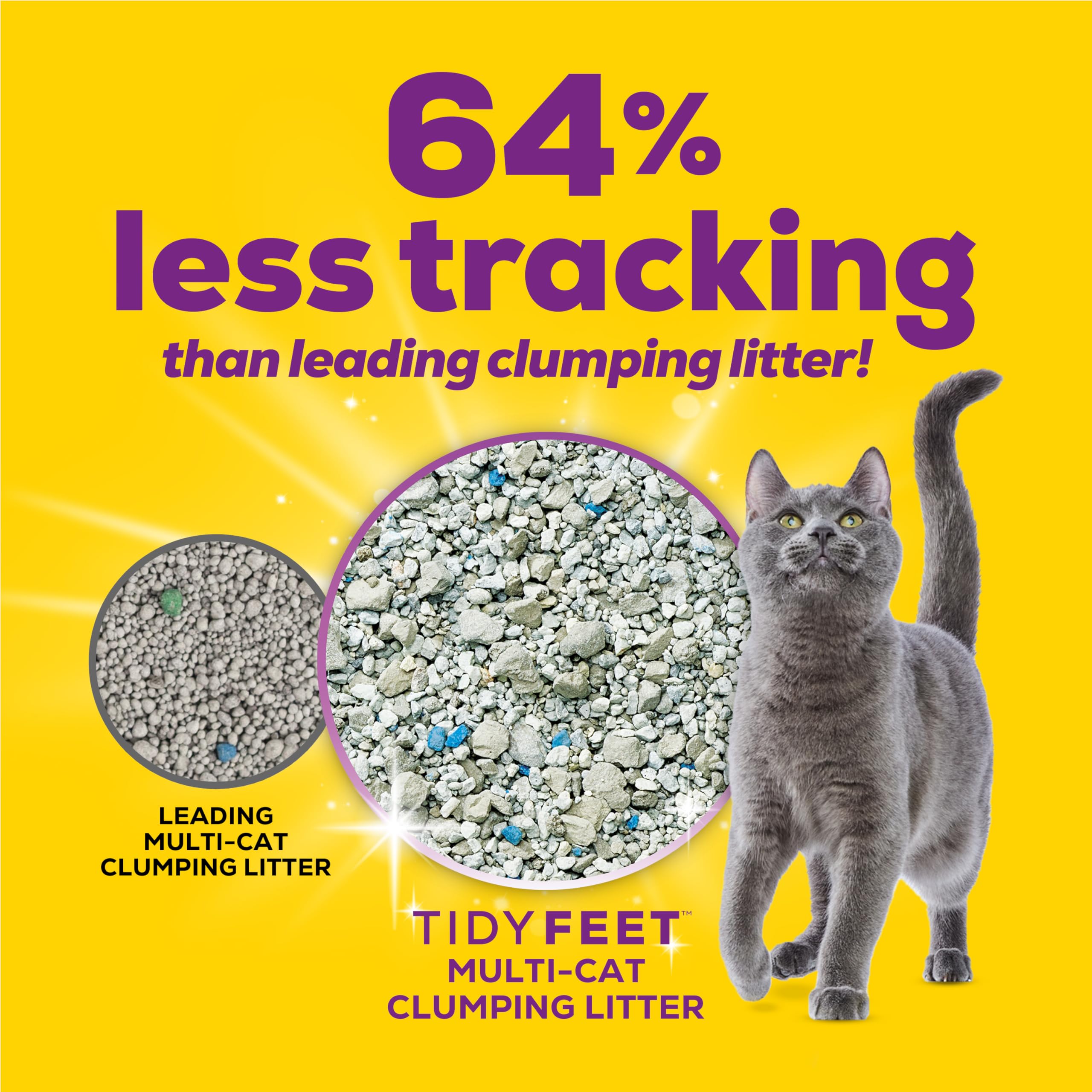 Tidy Cats Performance Plus Low Tracking Unscented Clumping Cat Litter, 22 lb Box, Clay Material