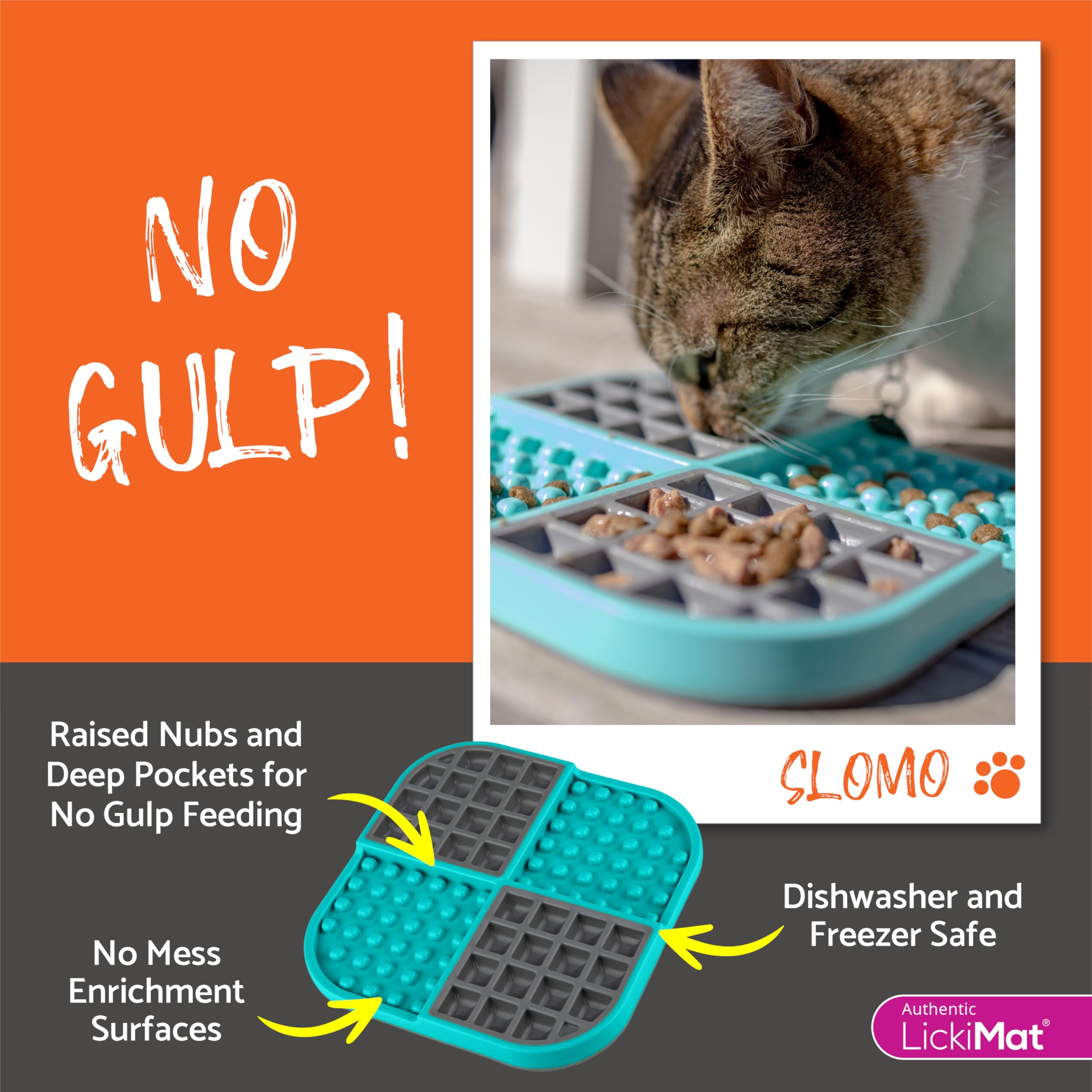LickiMat Slomo, Cat Slow Feeder Lick Mat, Boredom Anxiety Reducer; Perfect for Food, Treats, Yogurt, or Peanut Butter. Fun Alter