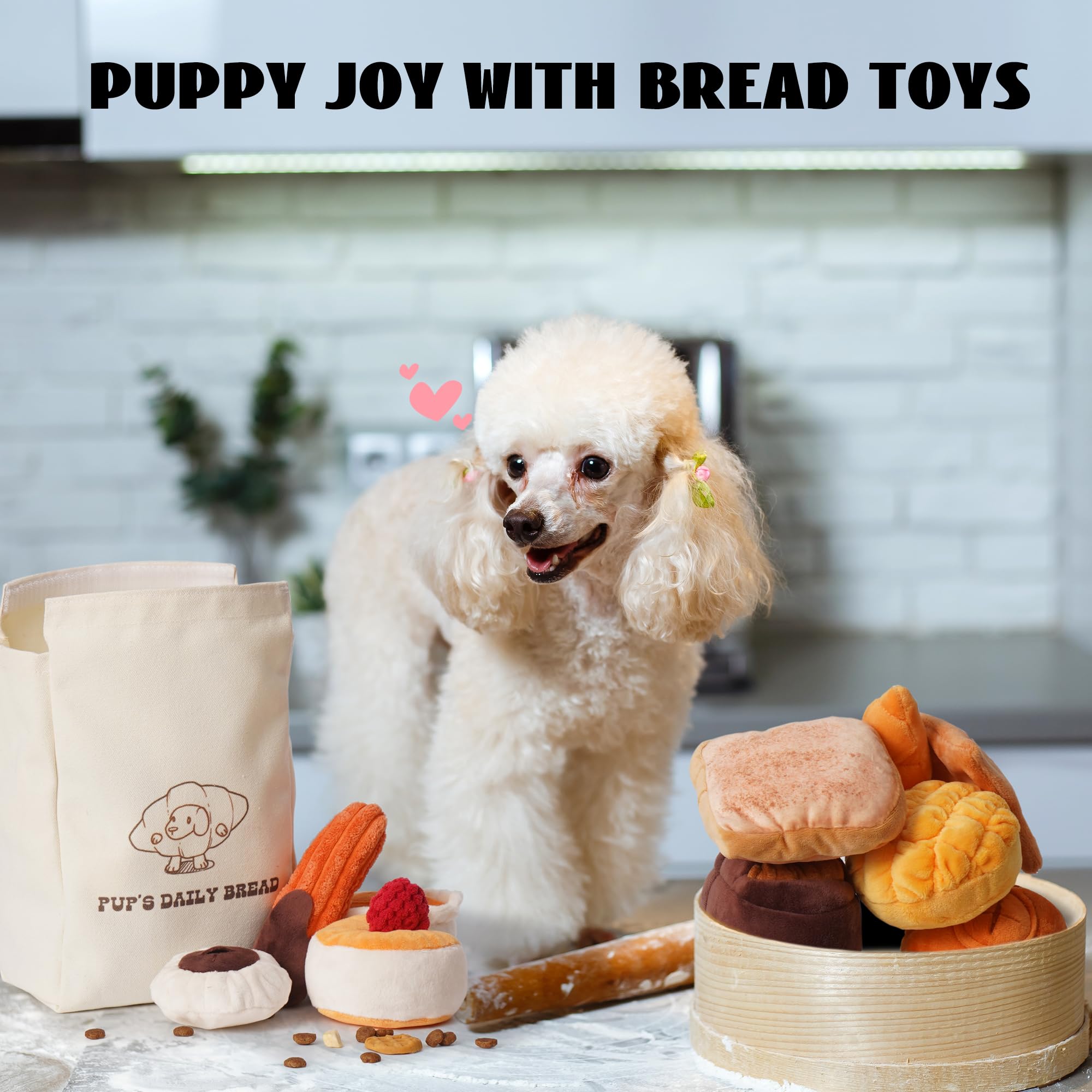 Nocciola 10 Pack Bread Dog Toys With A Bag,Crinkle Dog Squeaky Toys,Puppy Toys To Keep Them Busy,Small Dog Toys For Boredom,Dura