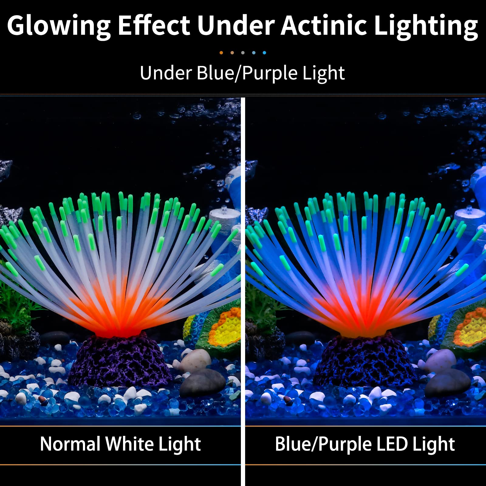 Uniclife Aquarium Imitative Green Sea Urchin Ball Artificial Silicone Ornament With Glowing Effect For Fish Tank Landscape Decor