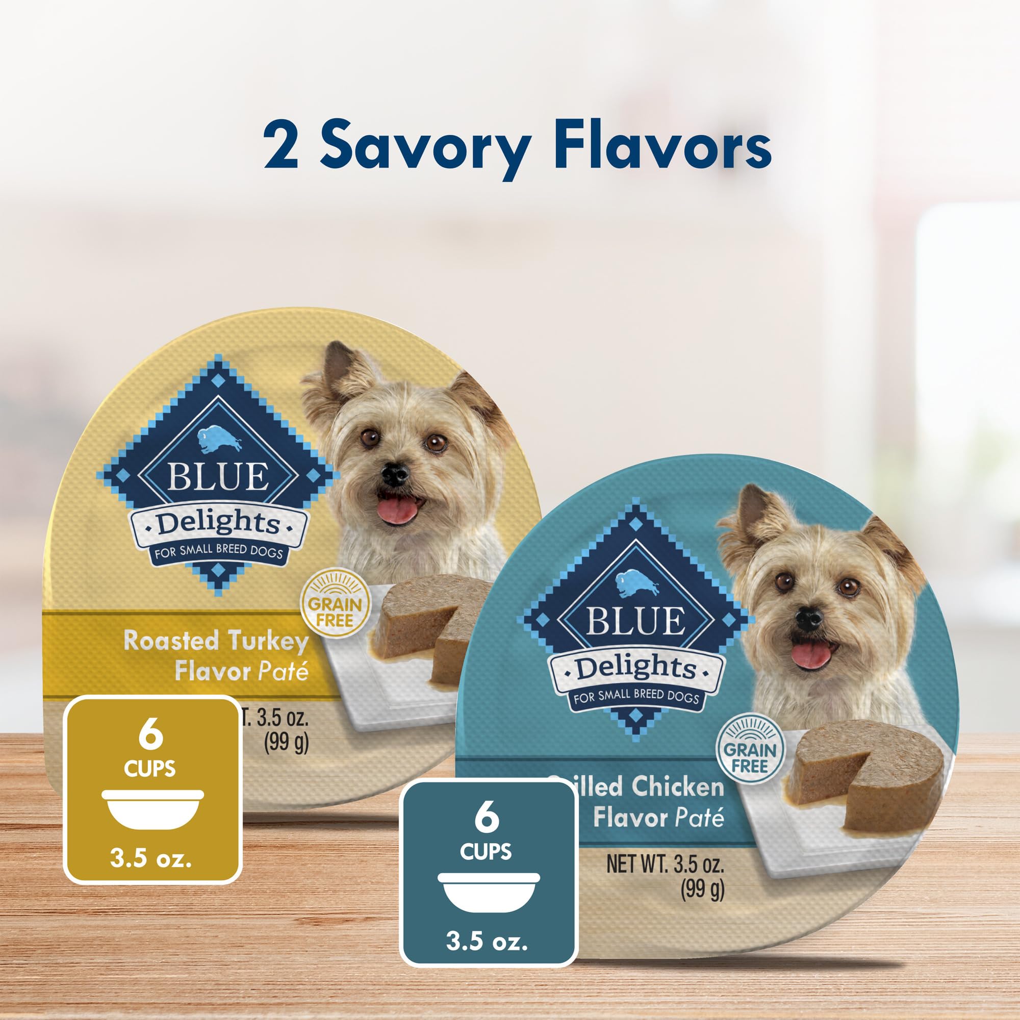 Blue Buffalo Delights Small Breed Natural Wet Dog Food Variety Pack, Roasted Turkey Pat   and Grilled Chicken Pat  , 3.5-oz Cups