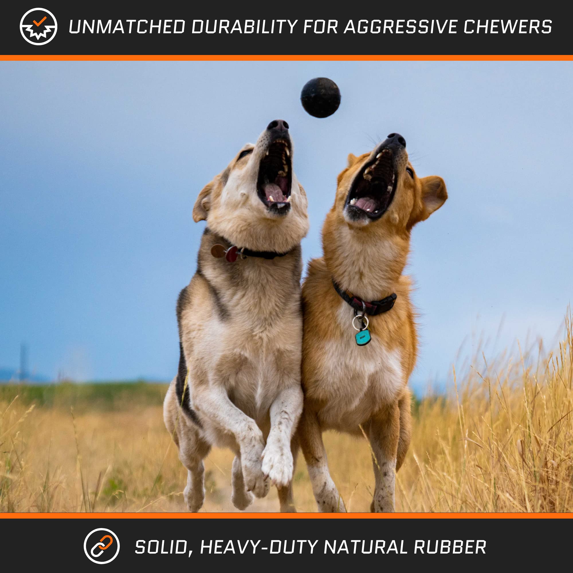 Monster K9 Dog Toys Dog Ball - Indestructible Chew Toy for Aggressive Chewers, Medium & Large Breeds, Made of Natural Rubber