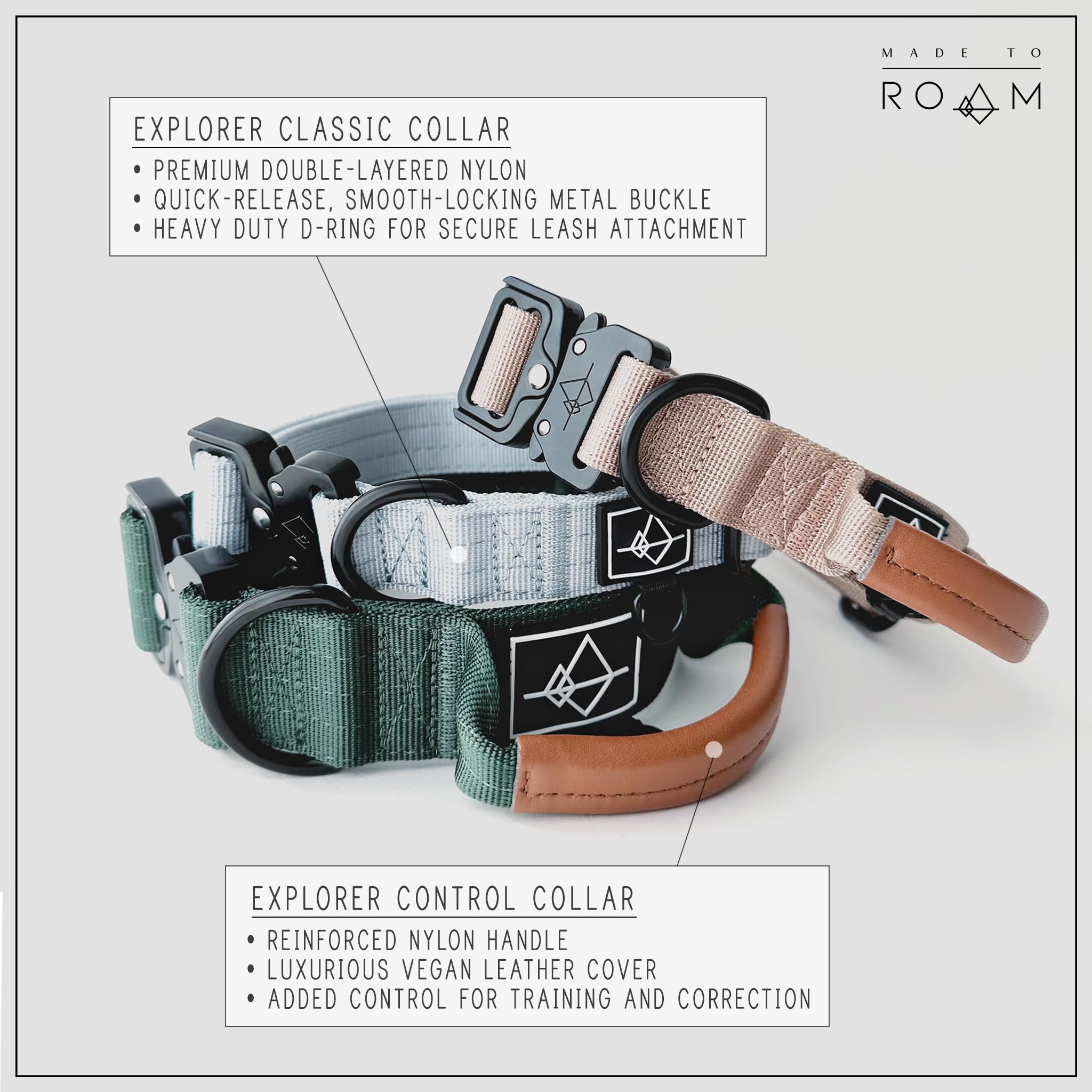 ROAM Premium Dog Collar - Adjustable Nylon with Quick-Release Metal Buckle, Classic Size 5, Oregon Haze