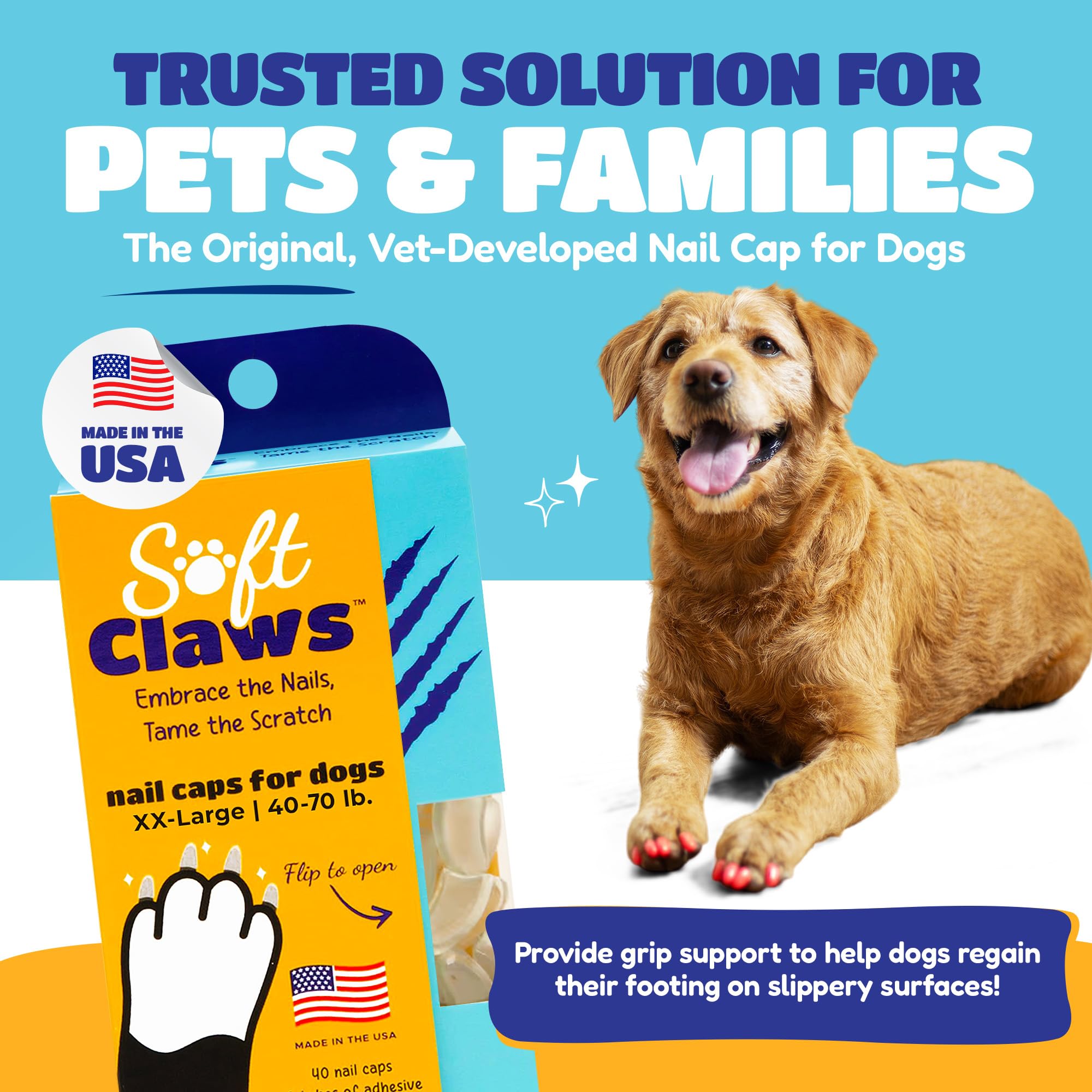 Canine Soft Claws Nail Caps, Xx-Large, Gold