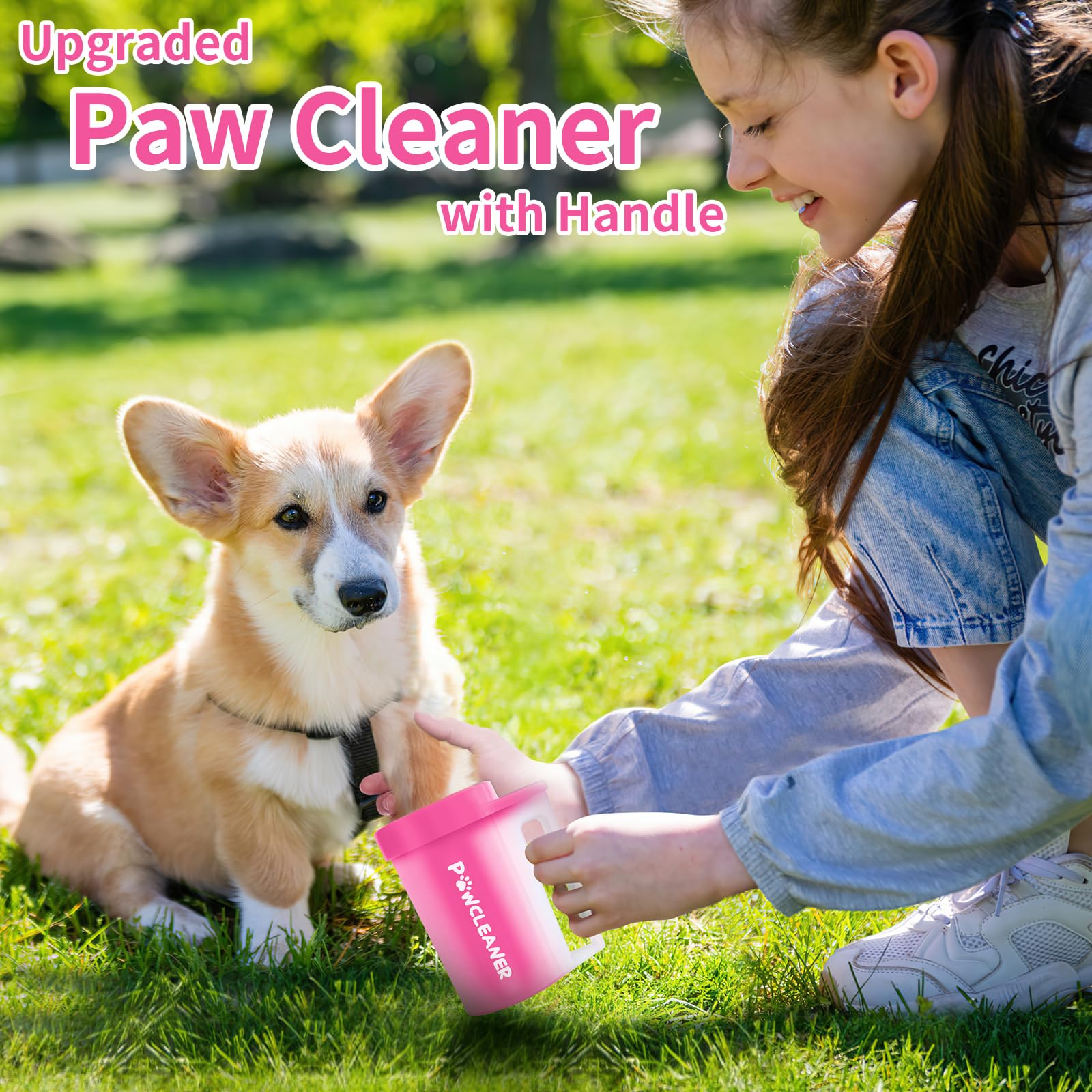 Buddy Muddy Pet Foot Cleaner With Handle, Absorbent Towels & Adjustable Bath Brush For Medium Dogs (Red)