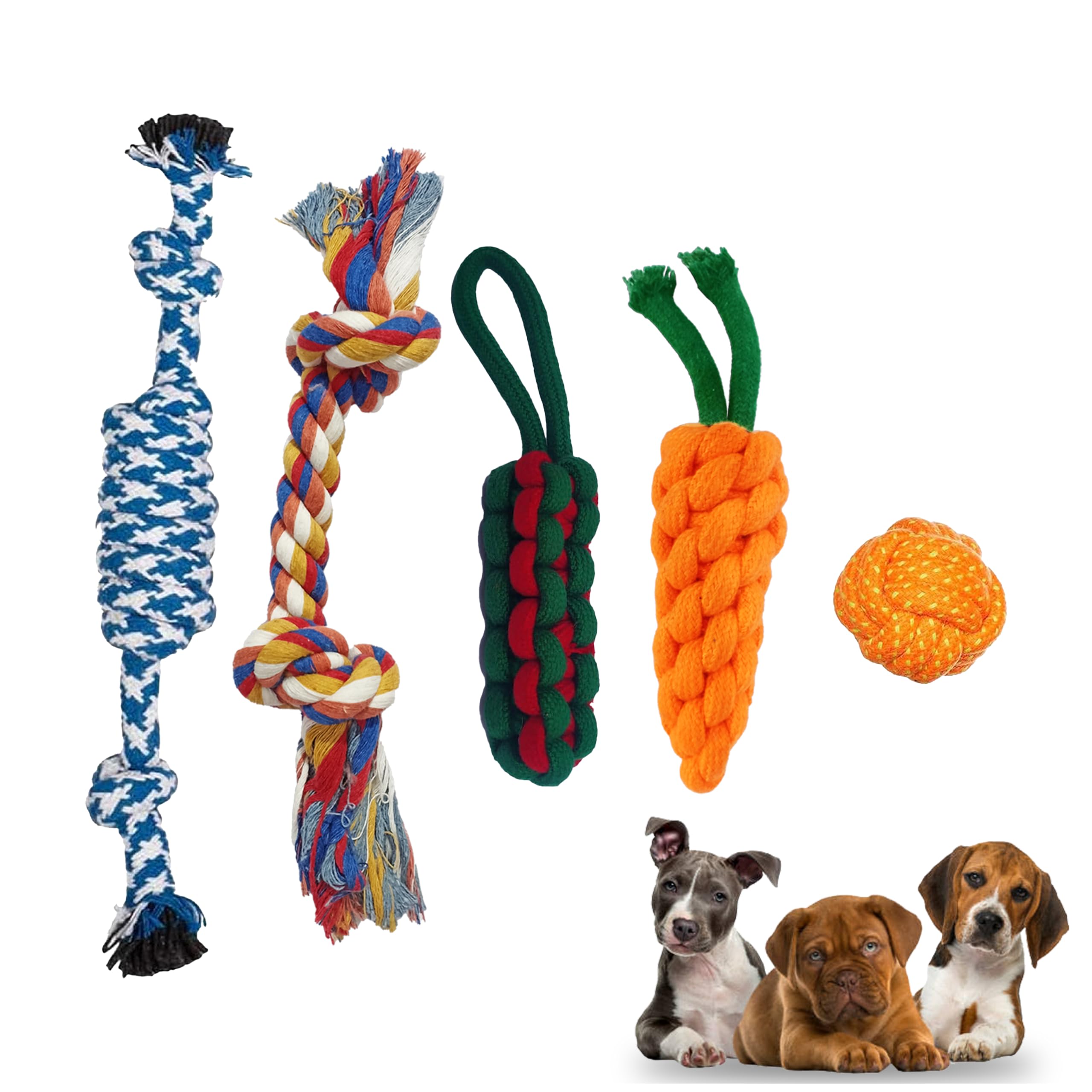 Tuco Combo Of 5 Pet Dog Chew Toys For Puppy Playing Teething Tug Toy Pet Accessories