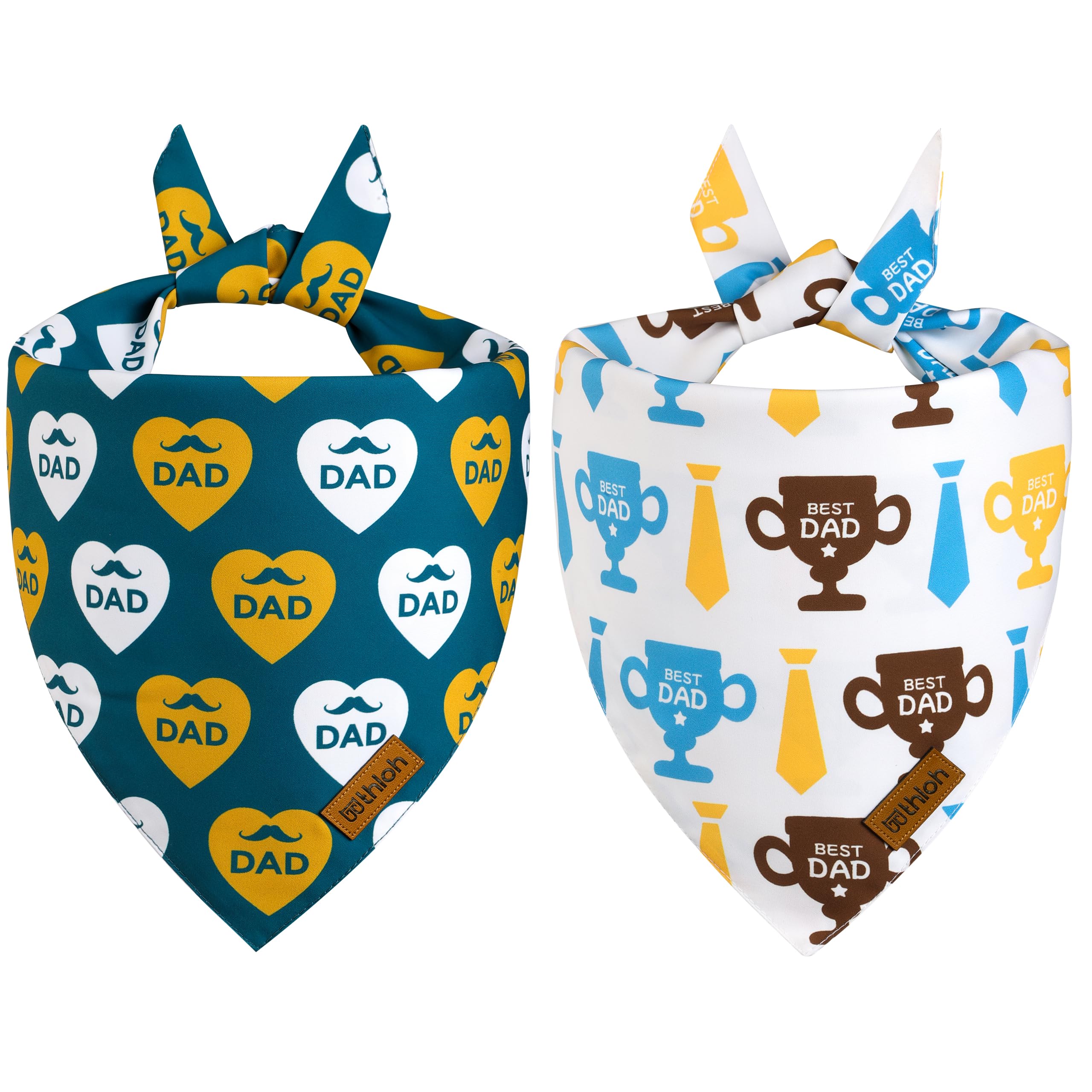 Thloh Fathers Day Dog Bandanas - 2 Pack Reversible I Love My Dad Pet Scarf For Boy And Girl | Premium Durable Fabric | Adjustabl