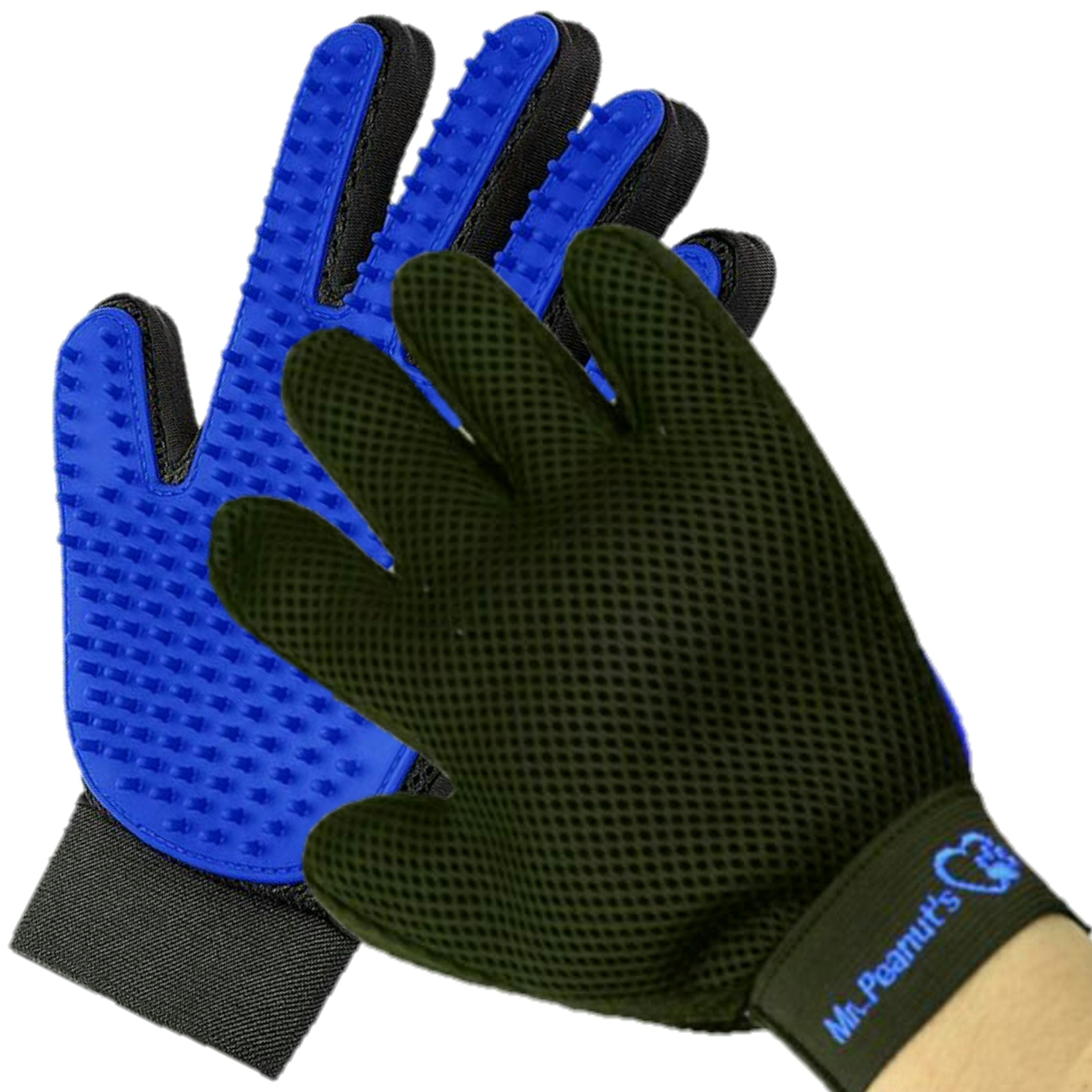 Mr. Peanut's Pet Grooming Glove Brush and Deshedding Aid - 259 Silicone Pins for More Effective Grooming, Pet Hair Remover Mitt