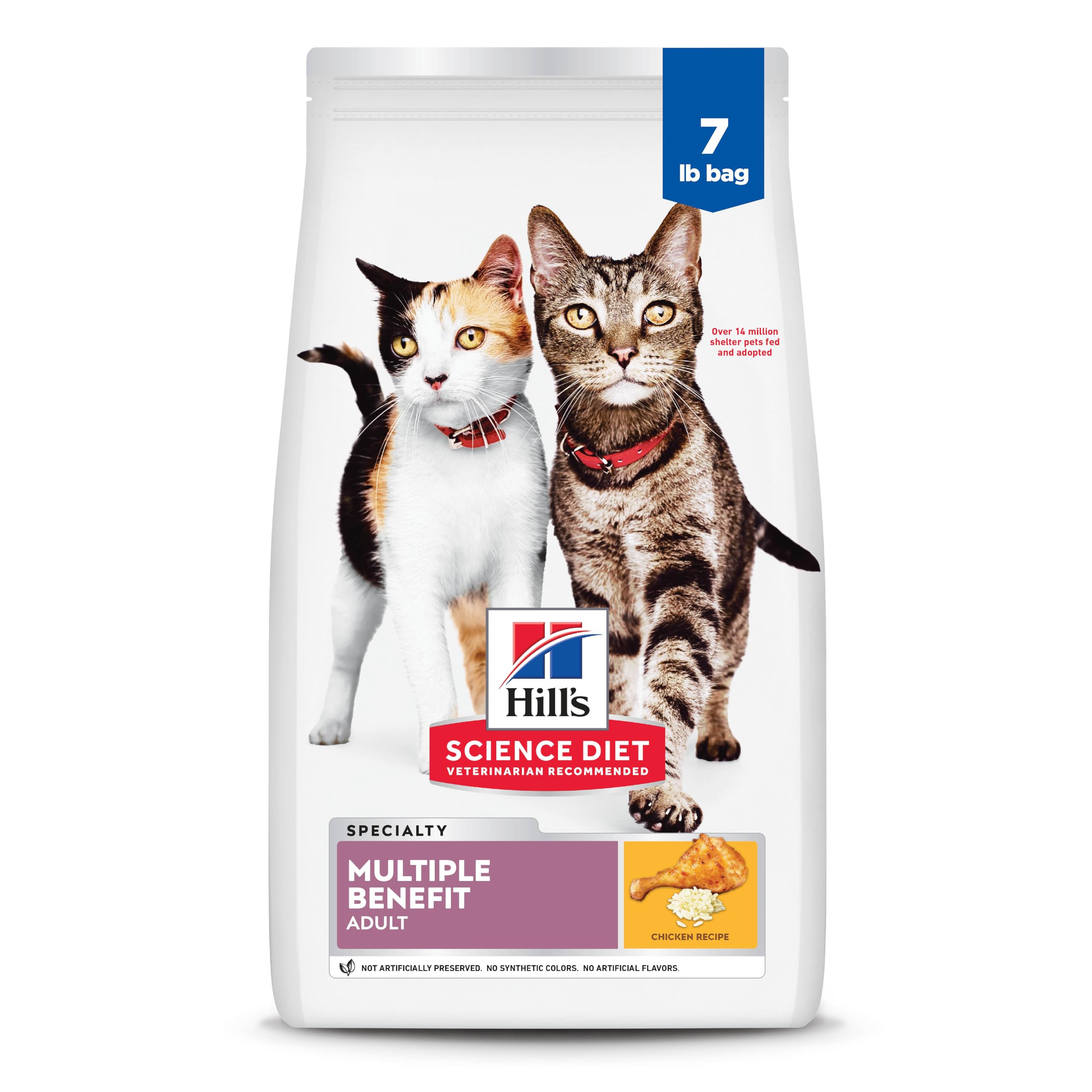 Hills Science Diet Multi-Benefit, Adult 1-6, Multiple Benefit, Dry Cat Food, Chicken Recipe, 7 lb Bag