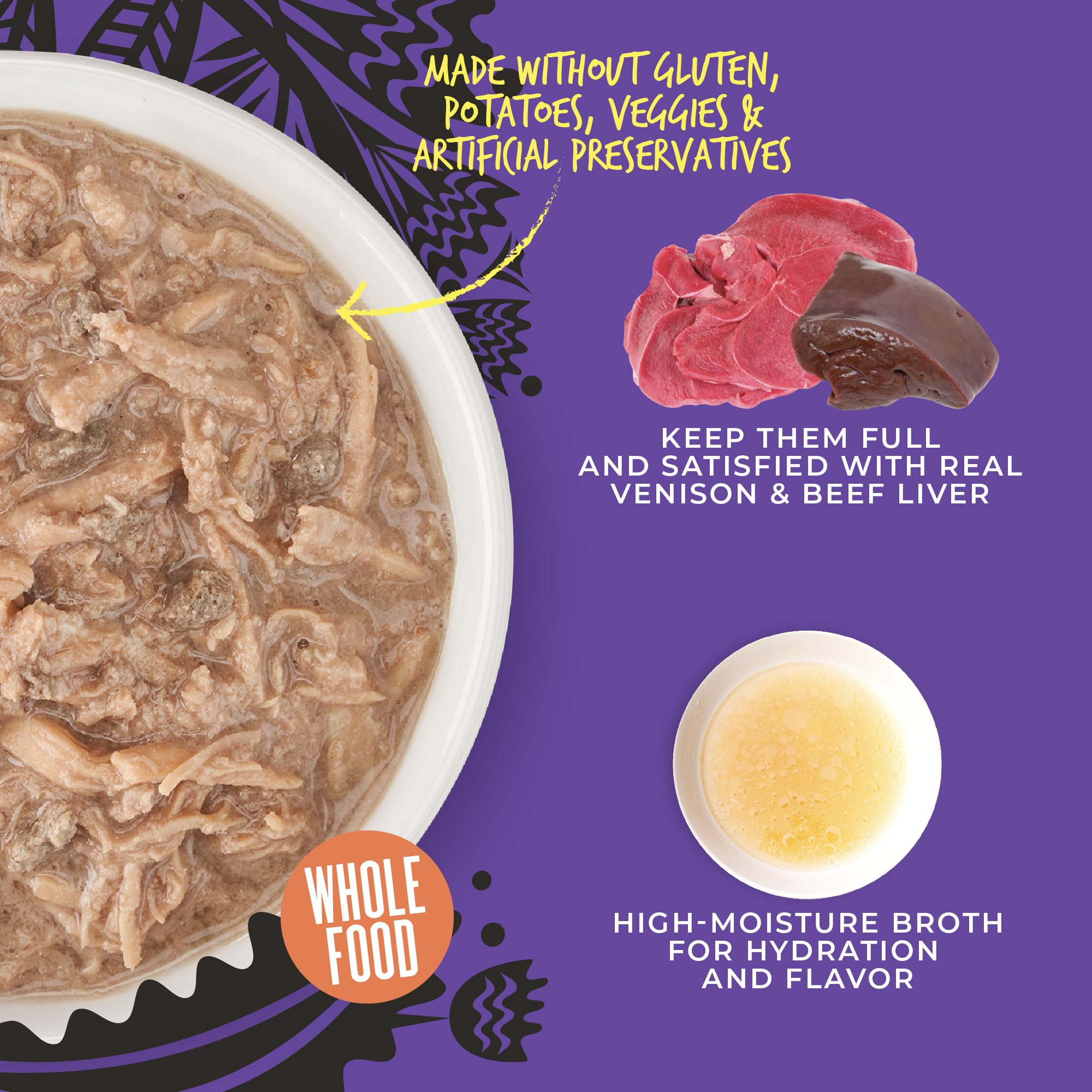 Tiki Cat After Dark Shreds Wet Cat Food, Venison & Beef Liver, 3 oz. Can (12 Count)