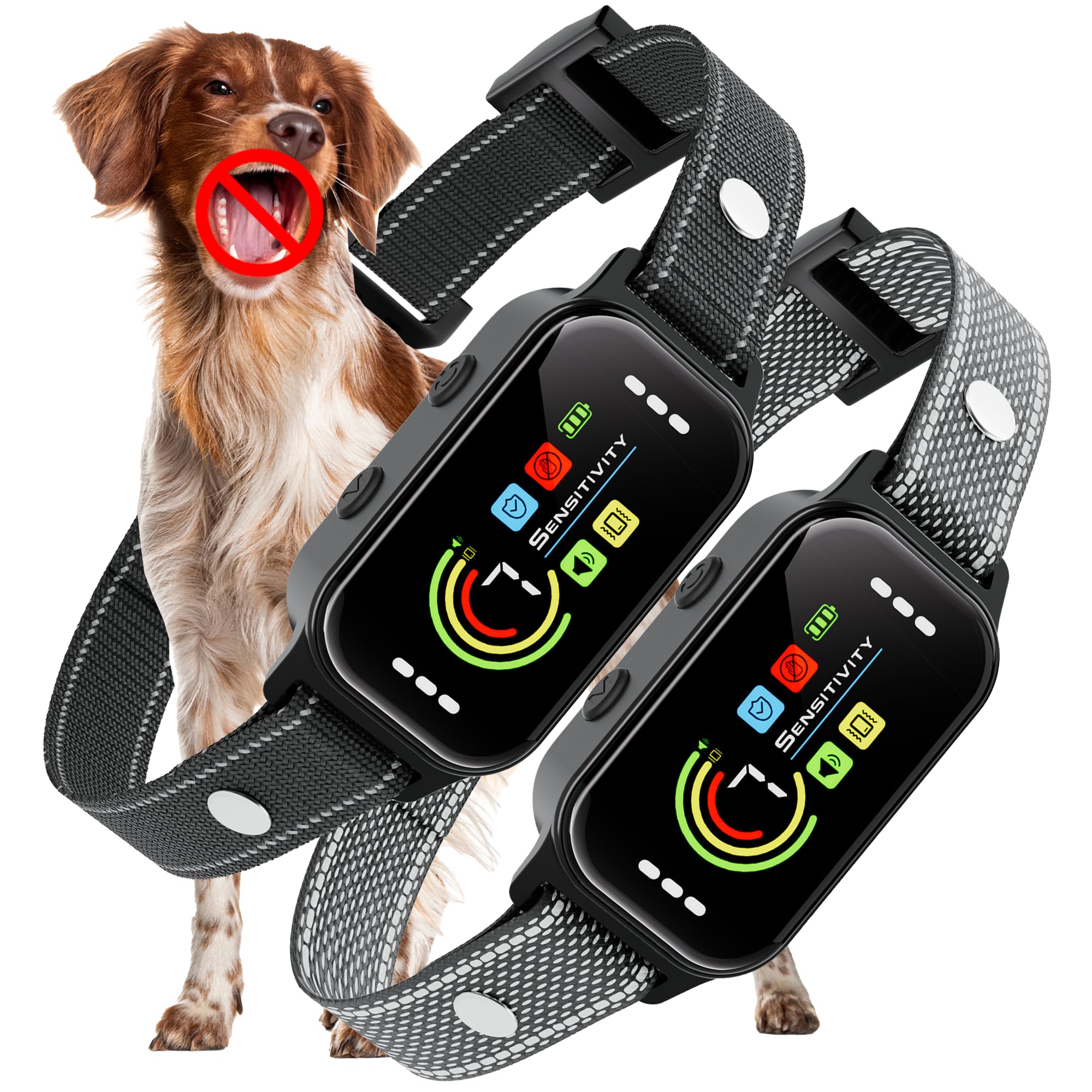 Jeuje Dog Bark Collar 2 Pack, Bark Collar For Large Medium Small Dogs, Rechargeable Smart Bark Collar, Anti Barking Training Col