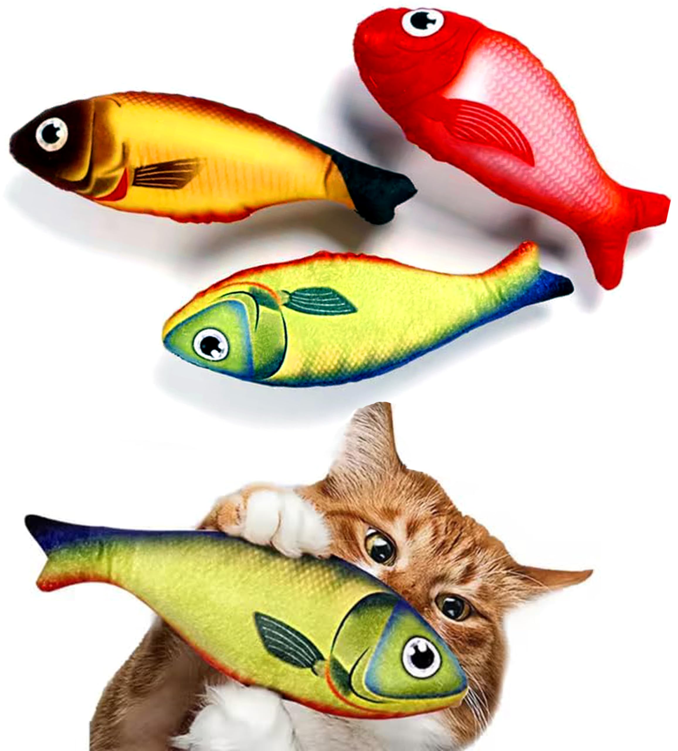 Rvpaws Catnip Fish Toy For Cats Soft And Durable, Interactive Cat Kicker Toys For Indoor Kitten Exercise 8 Inches Teething Chew 
