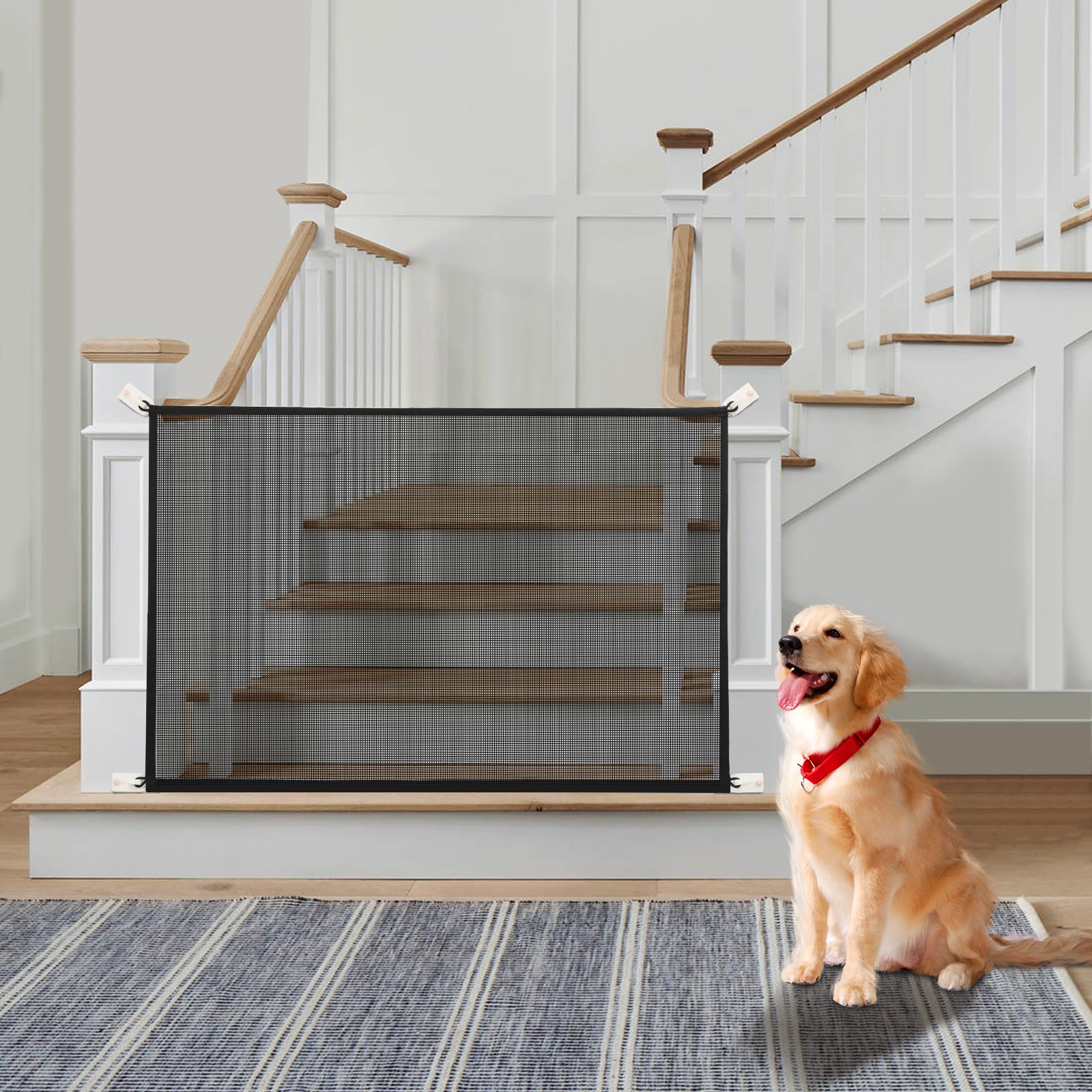 Cupount Mesh Baby & Dog Gate - 30 Tall, Fits Openings 32-36 Wide - Indoor Mesh Pet Gate for Stairs, Doorways & Hallways (Black, 