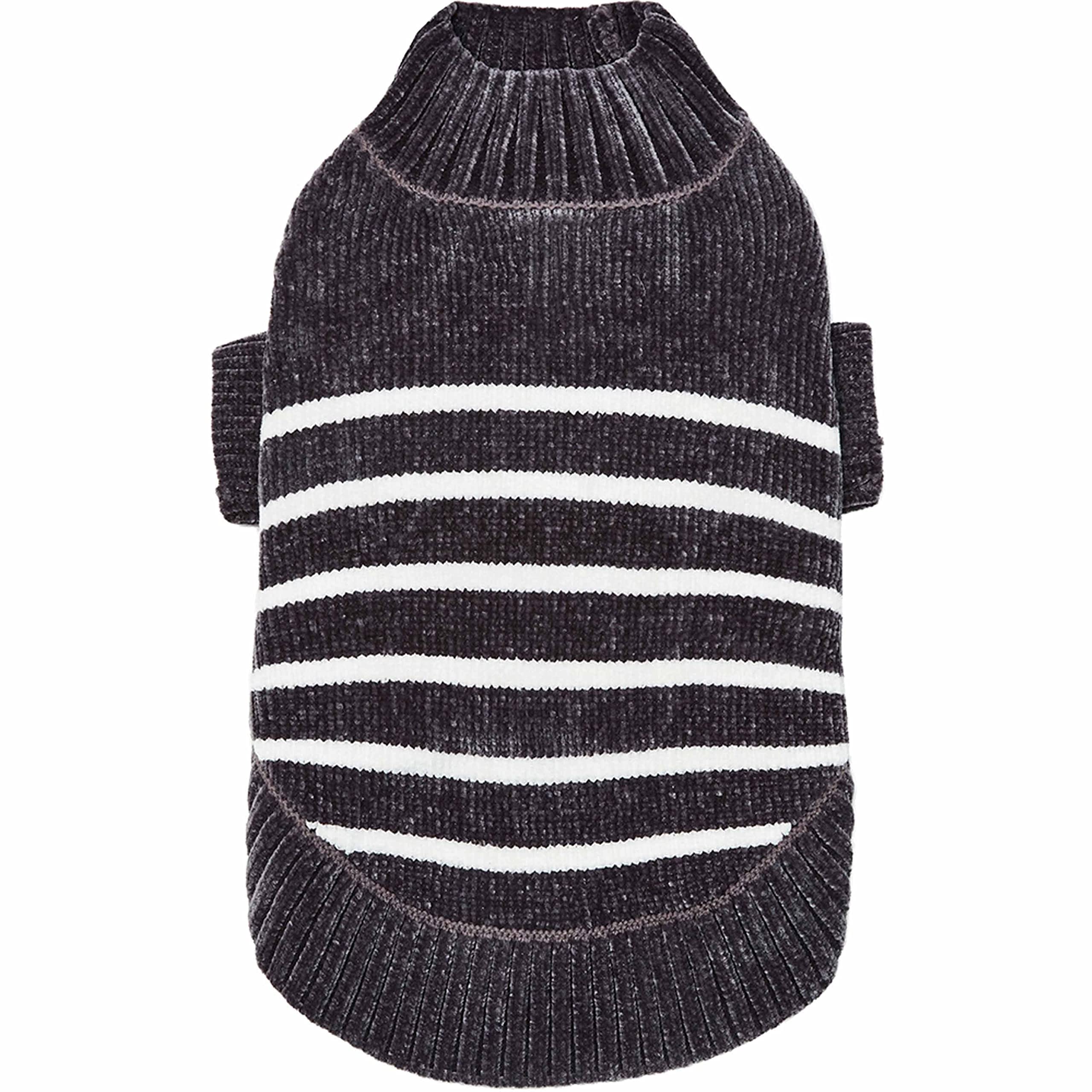 Blueberry Pet Cozy Soft Chenille Classy Striped Dog Sweater In Chic Grey, Back Length 12', Pack Of 1 Clothes For Dogs