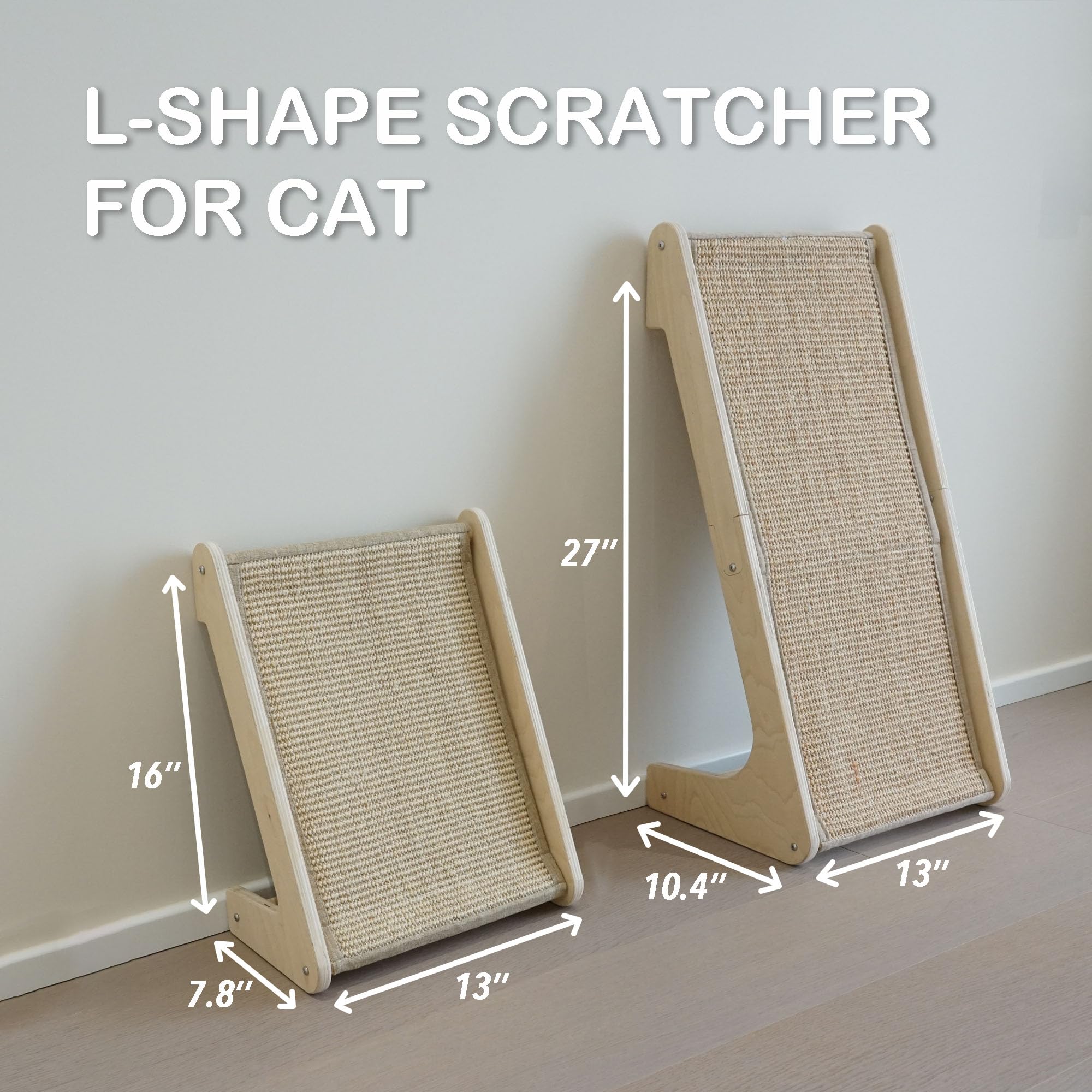 Cat Scratcher, Cat Scratching Post, L-Shape Cat Scratching Pad, 27 Inch Sisal Cat Scratching Ramp, Protecting Furniture Cat Scra