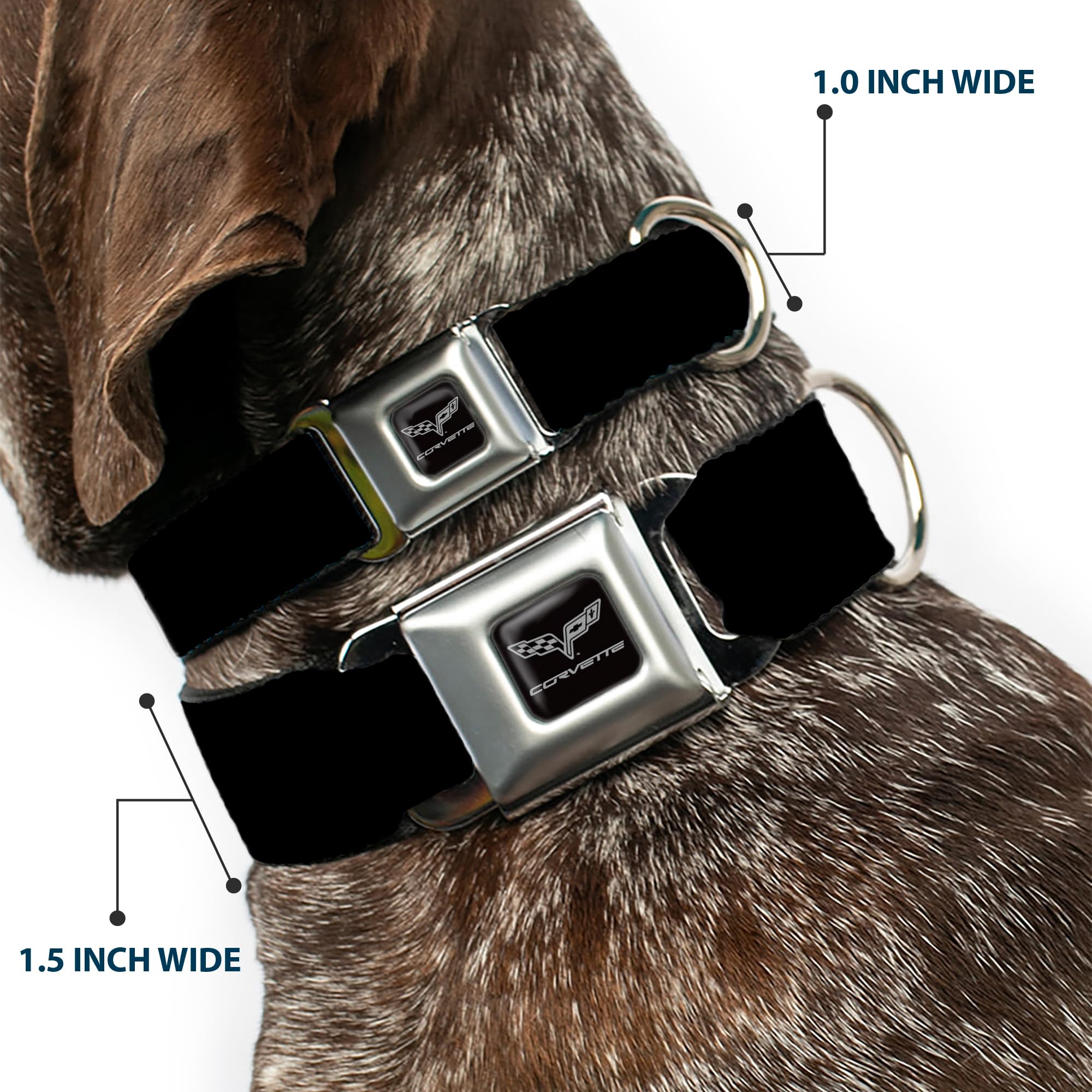 Buckle-Down Seatbelt Buckle Dog Collar - C6 Logo Repeat - 1' Wide - Fits 15-26' Neck - Large