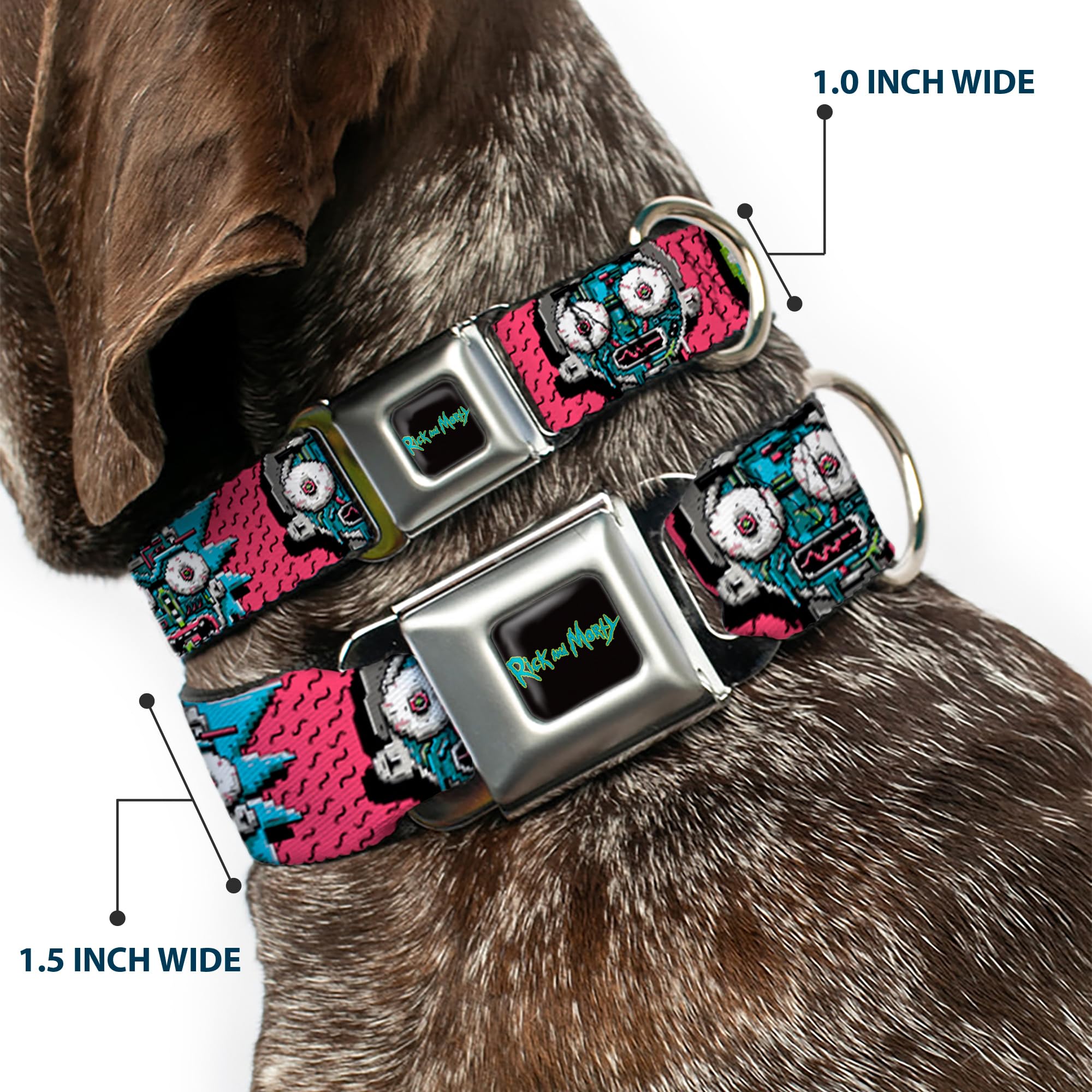 Buckle-Down Dog Collar Seatbelt Buckle Rick And Morty Circuit Faces Portal Gun 9 To 15 Inches 1.0 Inch Wide, Dc-Sb-Rmya-Wrmy005-